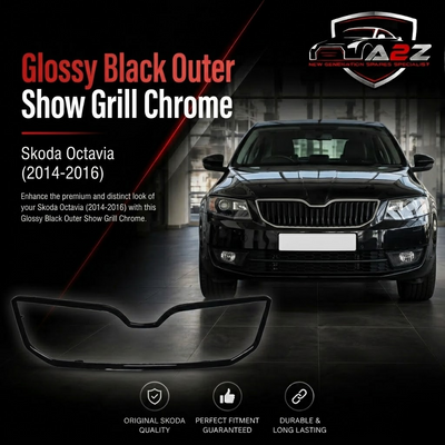 Glossy Black Outer  Show Grill Chrome 5E0853761A Compatible With Skoda Octavia (2014-2016) Tag No.84