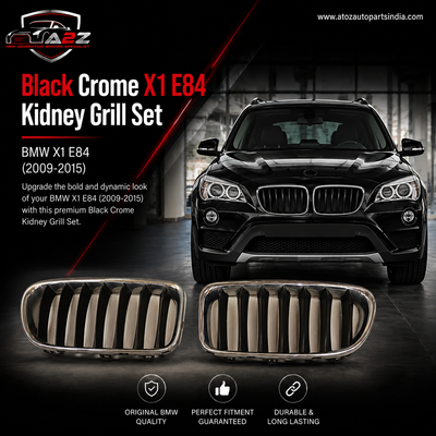 Black Crome X1 E84 Kidney Grill Set 51112993305=L.H,& 51112993306=R.H Compatible With BMW = X1 E84Tag 26