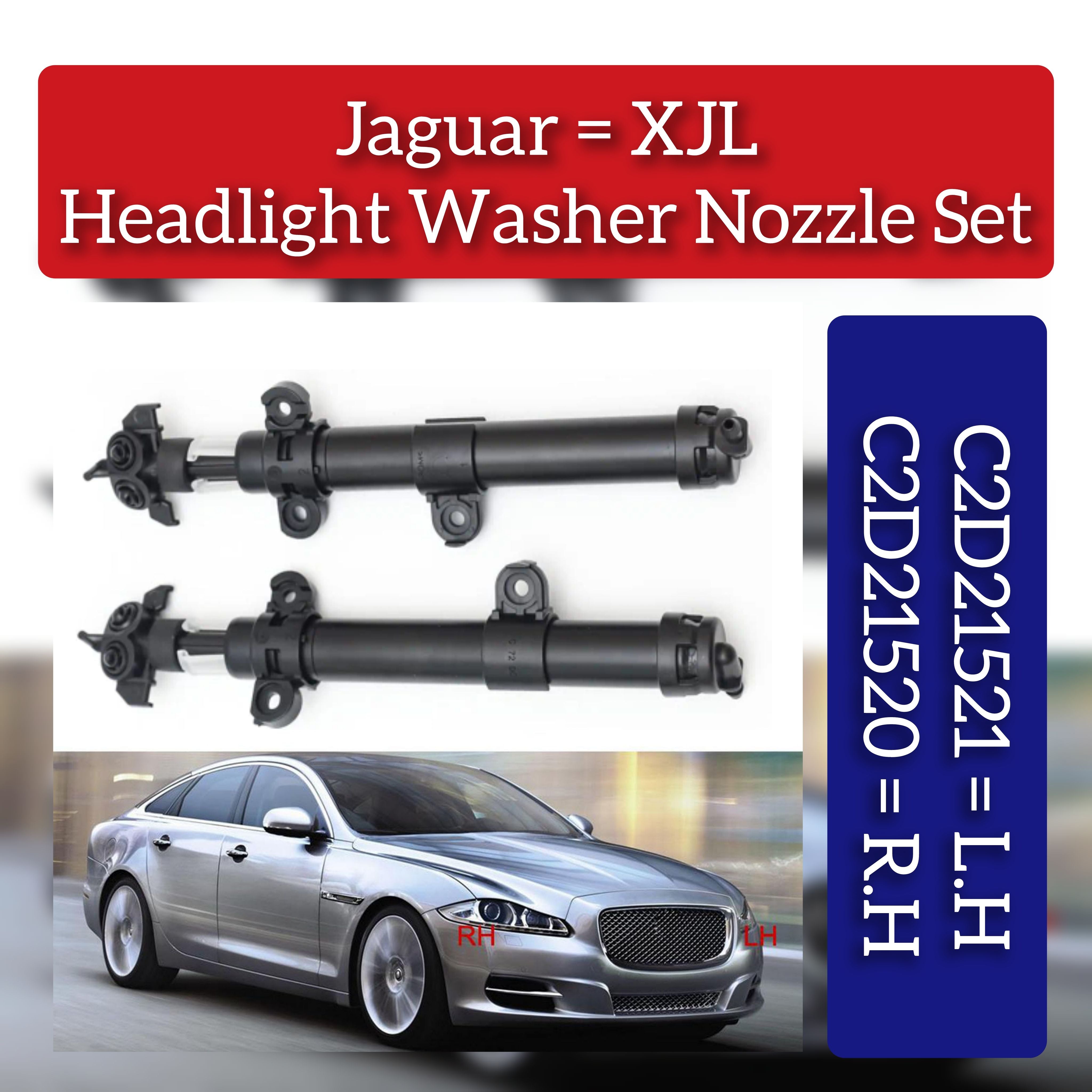Left Side Headlight Washer Nozzle C2D21521 & Right Side Headlight Washer Nozzle C2D21520 Compatible With JAGUAR & XJL (2010-2019)