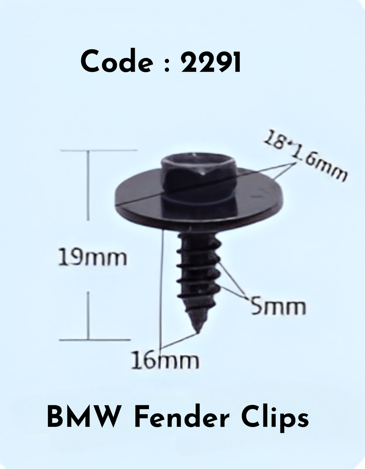 Fender Clips (Set of 10) Code:2291 Compatible With BMW