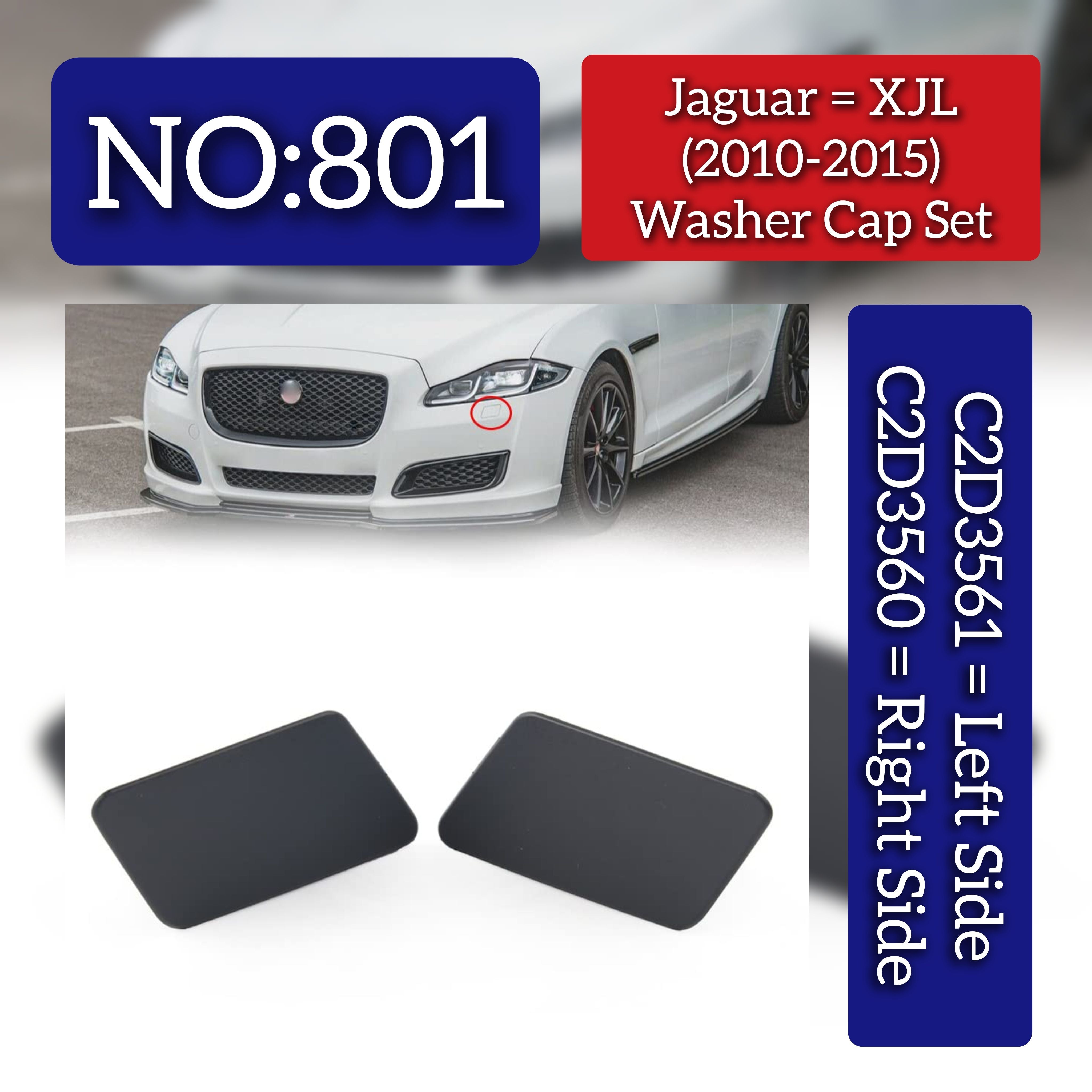 Washer Cover Cap Left C2D3561 Right C2D3560 Compatible With Jaguar XJL (2010-2015) Tag No.801