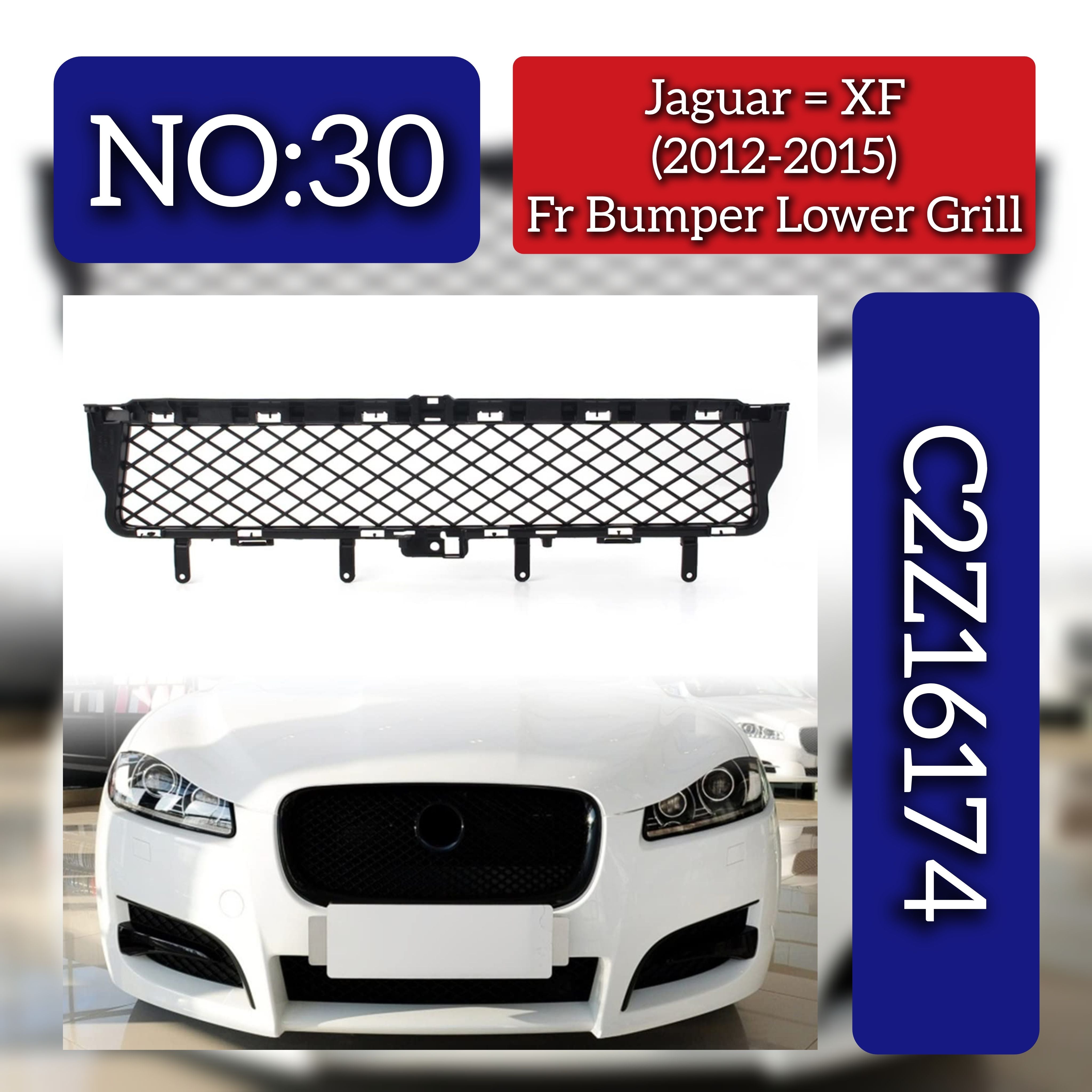 Front Bumper Lower Grill C2Z16174 Compatible With Jaguar XF (2012-2015) Tag No.30