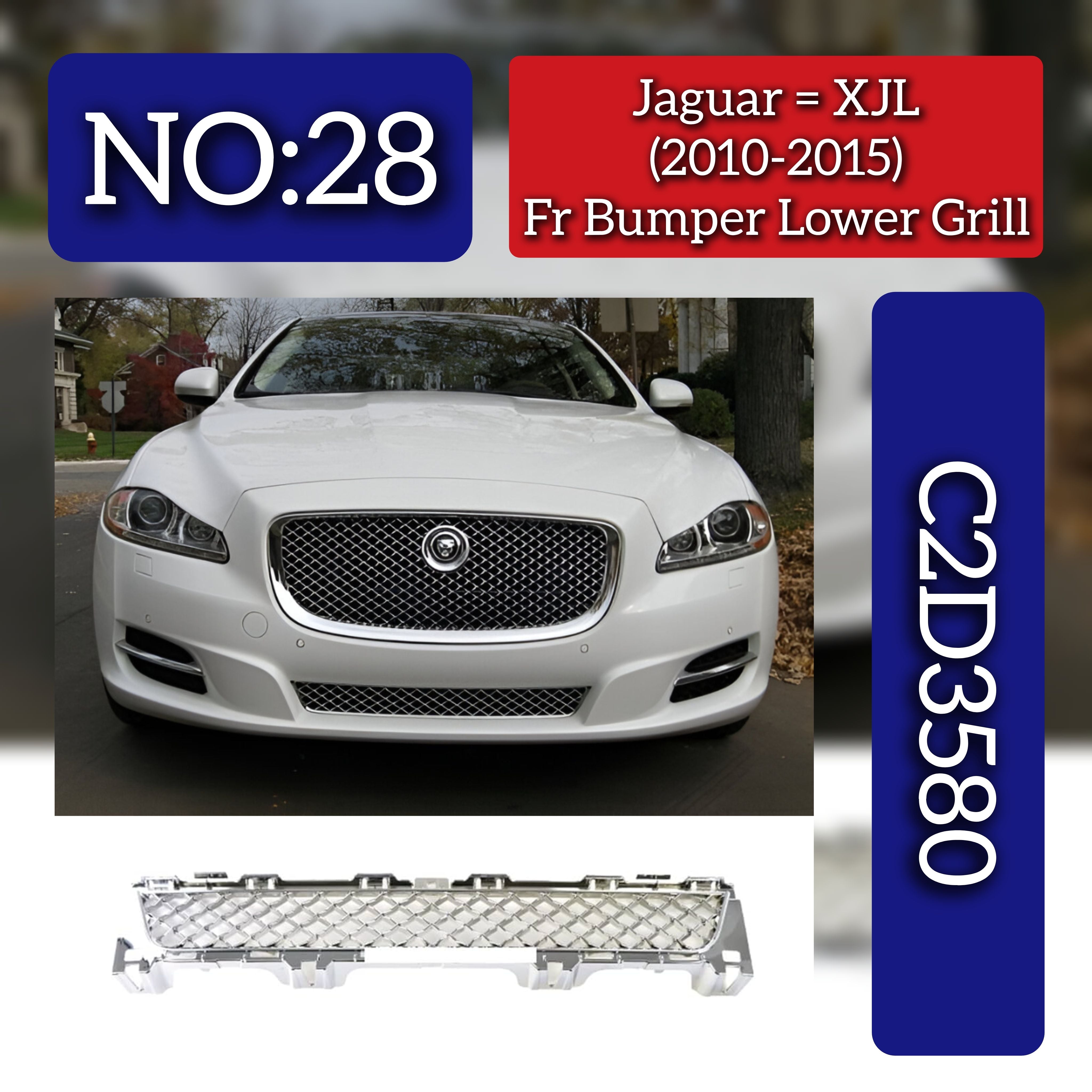 Front Bumper Lower Grill C2D3580 Compatible With Jaguar XJL (2010-2015) Tag No.28