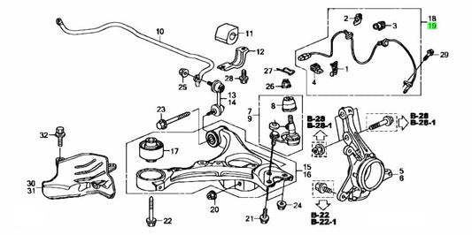Front Left ABS Wheel Speed Sensor 57455SNA003 57455SNA013 Compatible With HONDA CIVIC