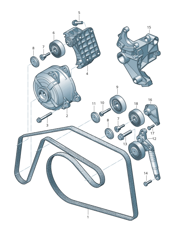 Belt Idler Pulley 059903341H 95510211801 Compatible with AUDI A4 B7 (8EC) | A4 / S4 & A6 C6 (4F2) | A6 / S6 & A8 D3 (4E2, 4E8) | A8 / S8 | A8L & Q7 (4LB)