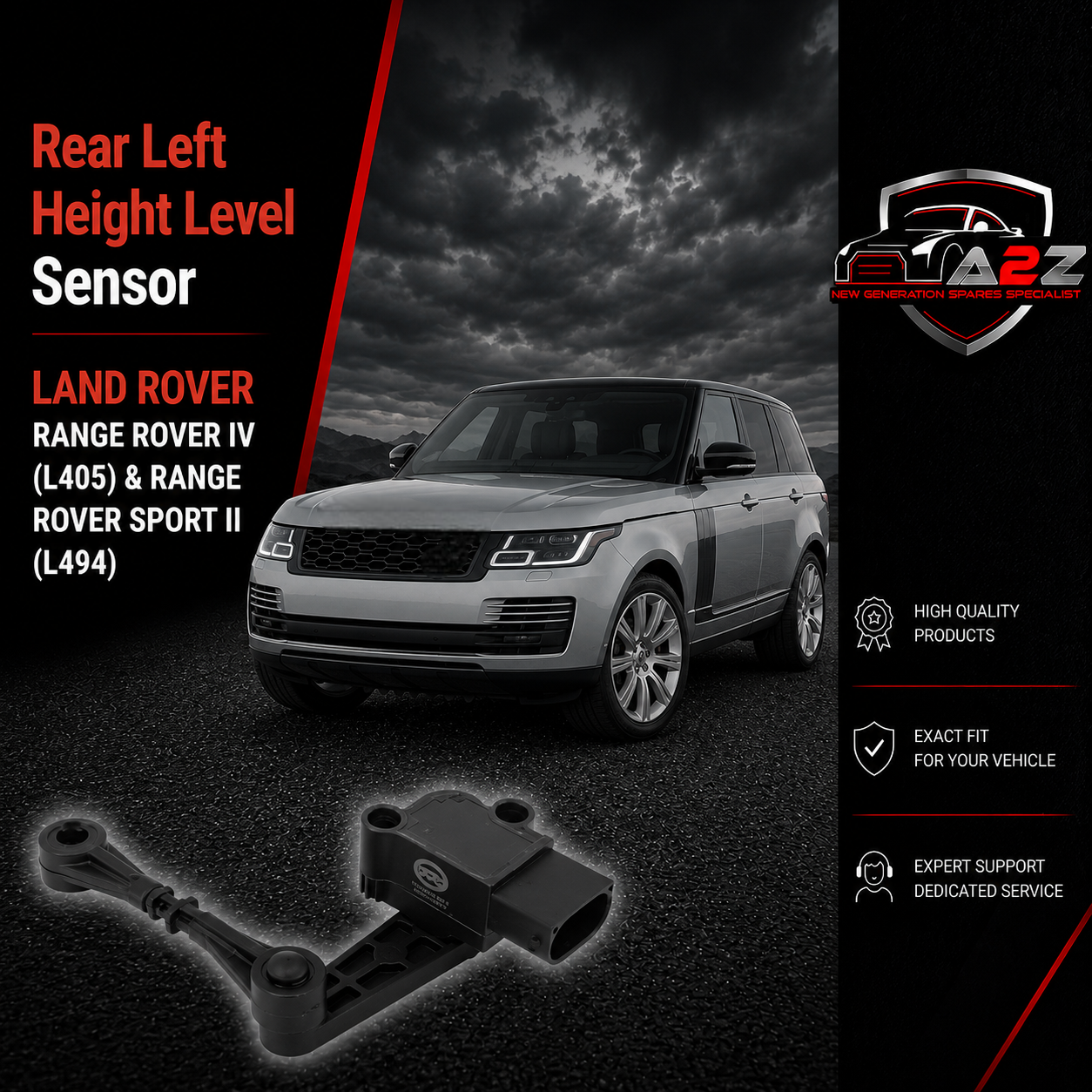 Rear Left Height Level Sensor LR033257 Compatible With LAND ROVER RANGE ROVER IV (L405) & RANGE ROVER SPORT II (L494)