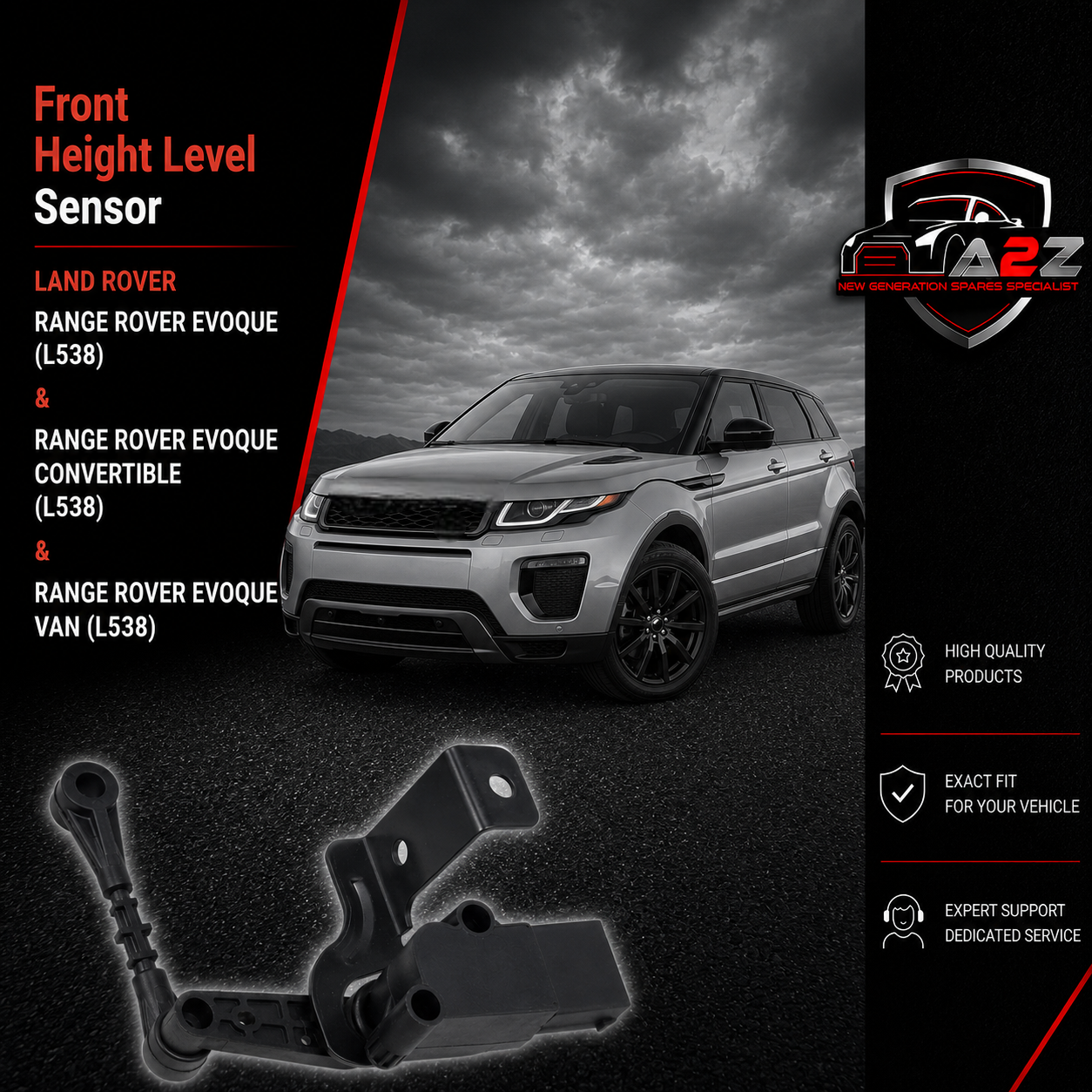 Front Height Level Sensor LR024221 Compatible With LAND ROVER RANGE ROVER EVOQUE (L538) & RANGE ROVER EVOQUE Convertible (L538) & RANGE ROVER EVOQUE VAN (L538)