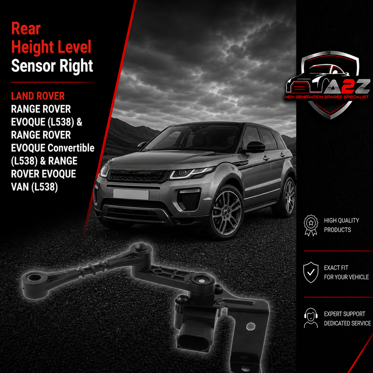 Rear Height Level Sensor Right LR024222 Compatible With LAND ROVER RANGE ROVER EVOQUE (L538) & RANGE ROVER EVOQUE Convertible (L538) & RANGE ROVER EVOQUE VAN (L538)