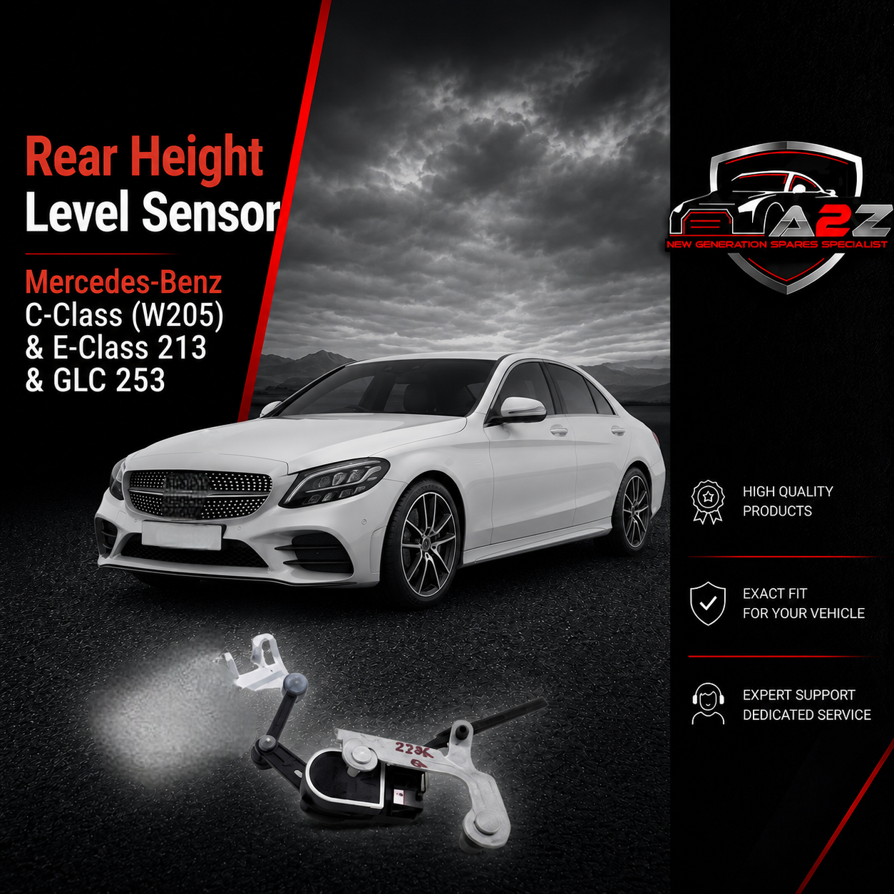 Rear Height Level Sensor Left A0009053704 Mercedes-Benz C-Class (W205) & E-Class 213 & GLC 253