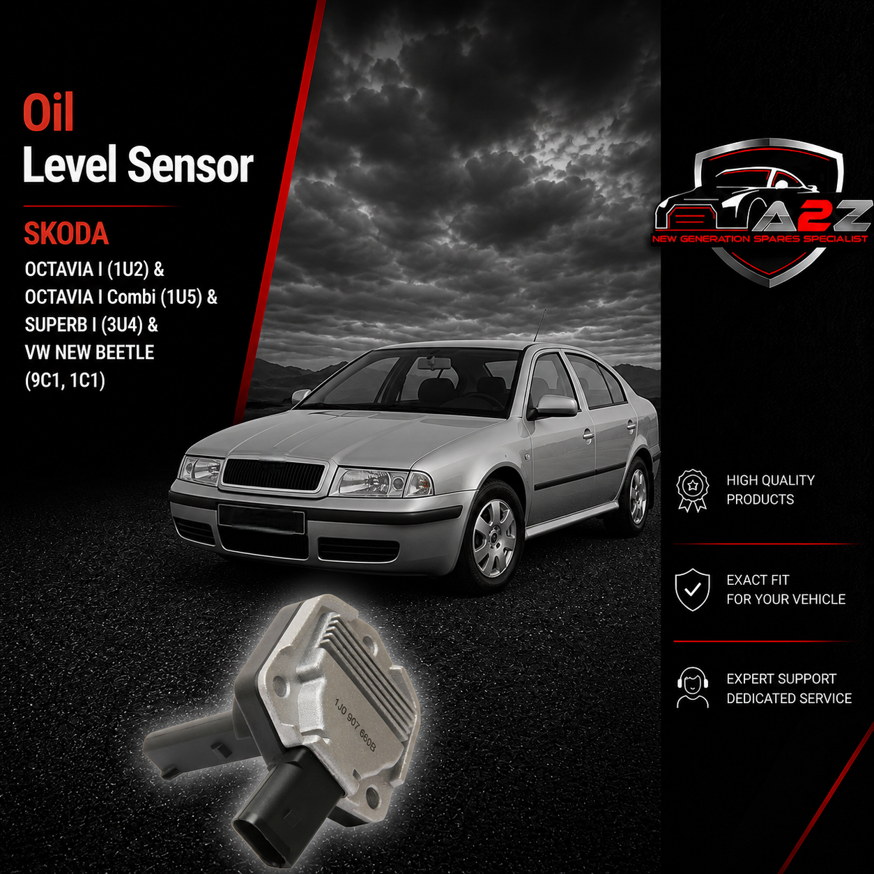 Oil Level Sensor 1J0907660B Compatible With SKODA OCTAVIA I (1U2) & OCTAVIA I Combi (1U5) & SUPERB I (3U4) & VW NEW BEETLE (9C1, 1C1)