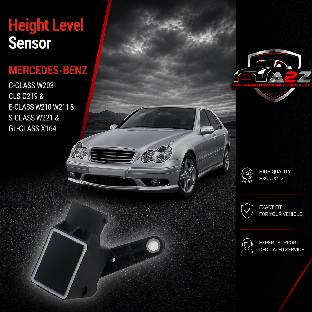 Height Level Sensor A0105427717 105427717 Compatible With MERCEDES-BENZ C-CLASS W203 & CLS C219 & E-CLASS W210 W211 & S-CLASS W221 & GL-CLASS X164