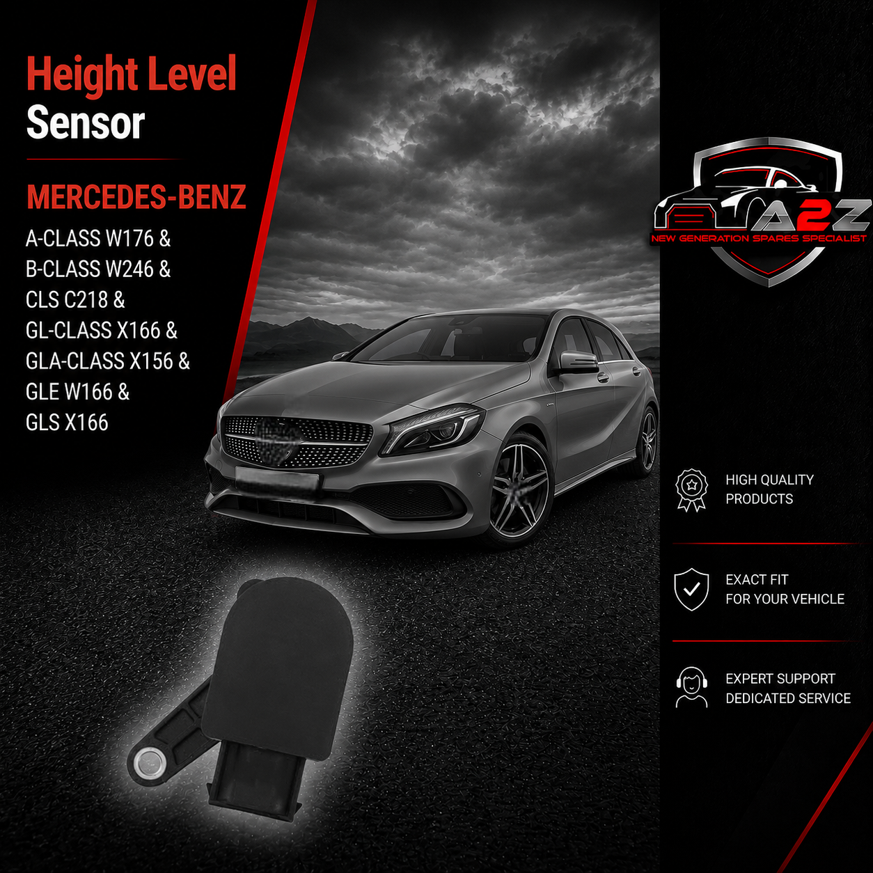 Height Level Sensor A0045429918 37146784072 37146788569 37146788571 37146860843 37146870000 A0045429918 Compatible With MERCEDES-BENZ A-CLASS W176 & B-CLASS W246 & CLS C218 & GL-CLASS X166 & GLA-CLASS X156 & GLE W166 & GLS X166