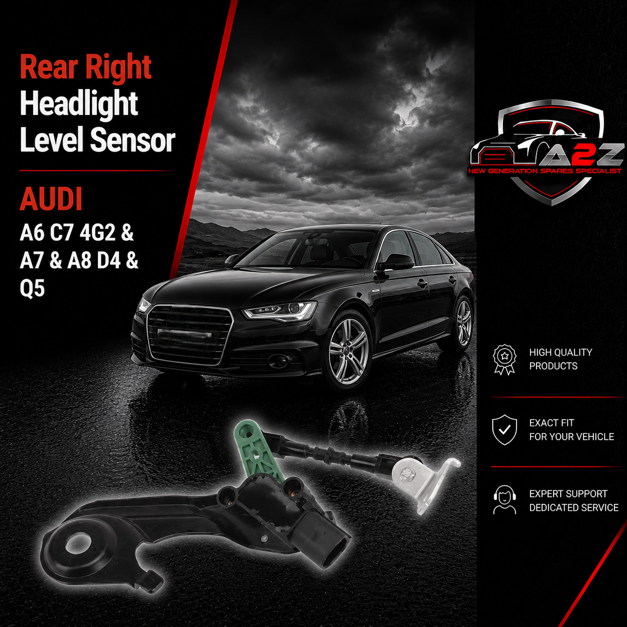 Rear Right Headlight Level Sensor 4H0941310C Compatible With AUDI A6 C7 4G2 & A7 & A8 D4 & Q5