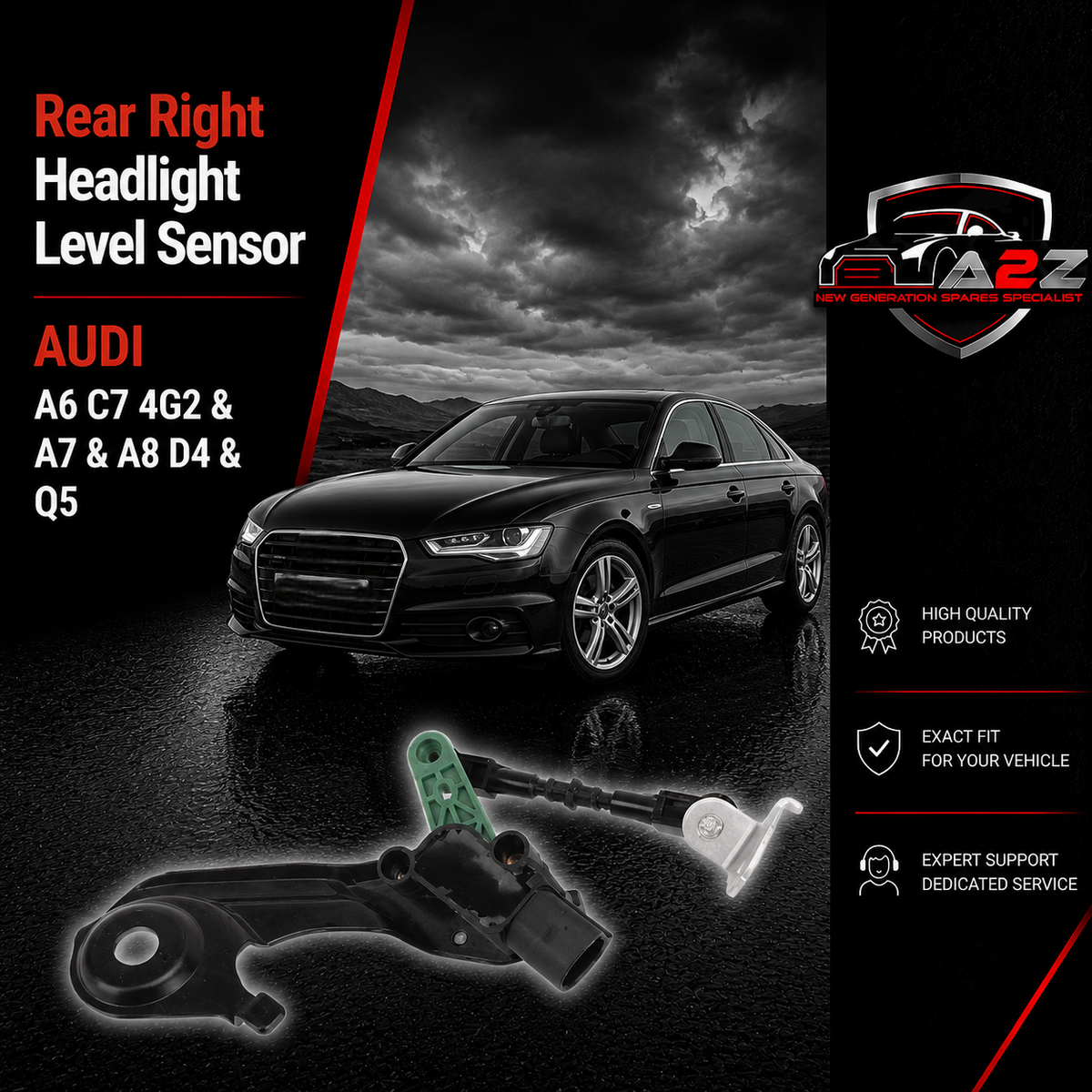 Rear Right Headlight Level Sensor 4H0941310C Compatible With AUDI A6 C7 4G2 & A7 & A8 D4 & Q5
