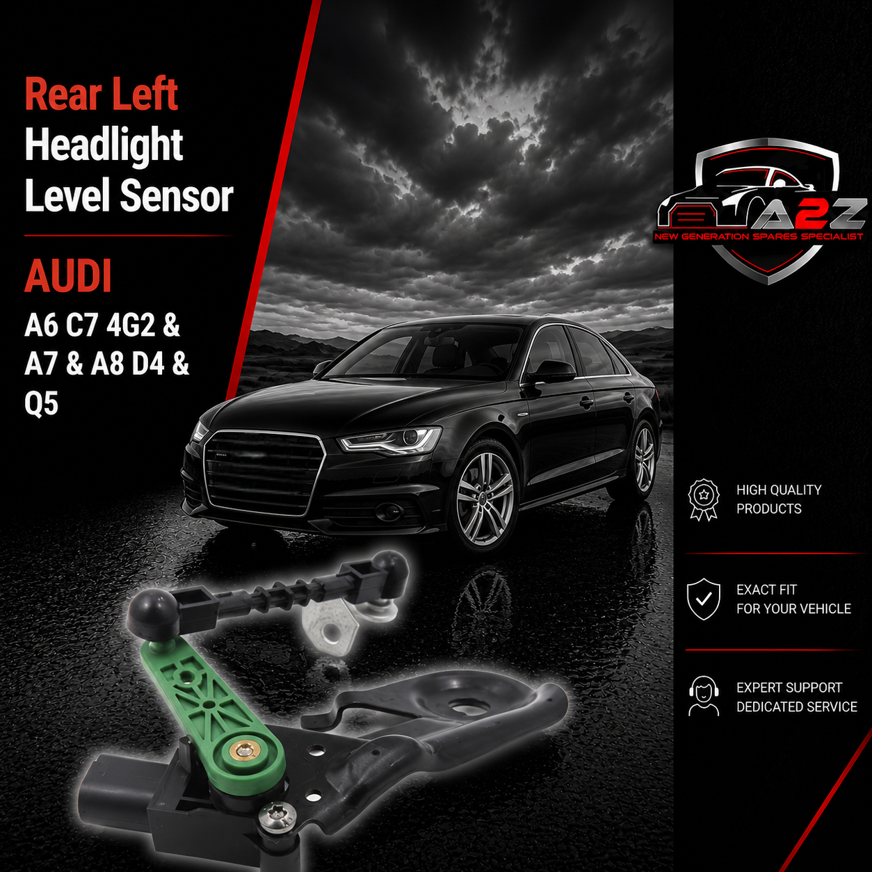 Rear Left Headlight Level Sensor 4H0941309C Compatible With AUDI A6 C7 4G2 & A7 & A8 D4 & Q5