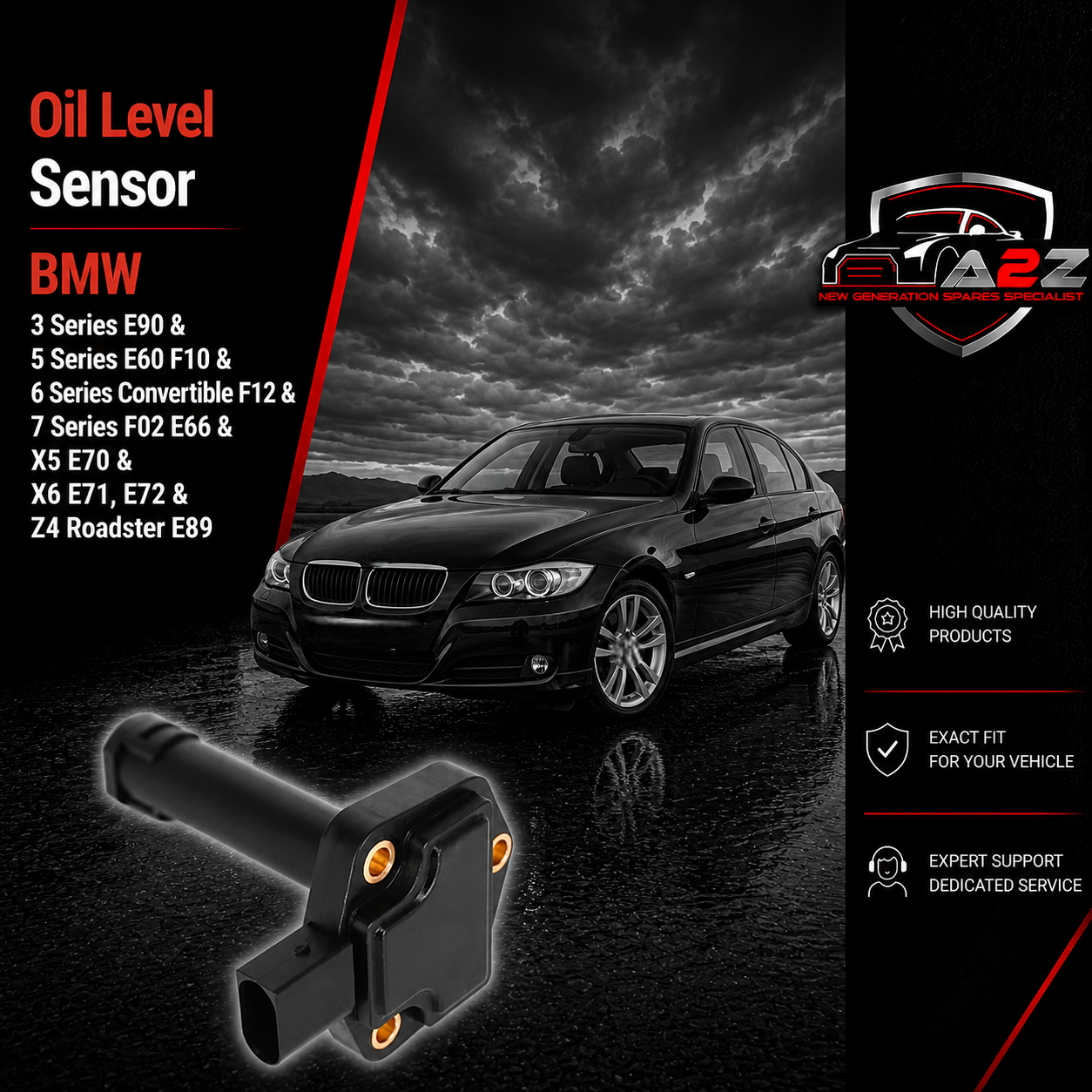 Oil Level Sensor 12617607910 12610412430 12610422012 12617506689 12617540351 12617549805 12617567723 Compatible With BMW 3 Series E90 & 5 Series E60 F10 & 6 Series Convertible F12 & 7 Series F02 E66 & X5 E70 & X6 E71, E72 & Z4 Roadster E89