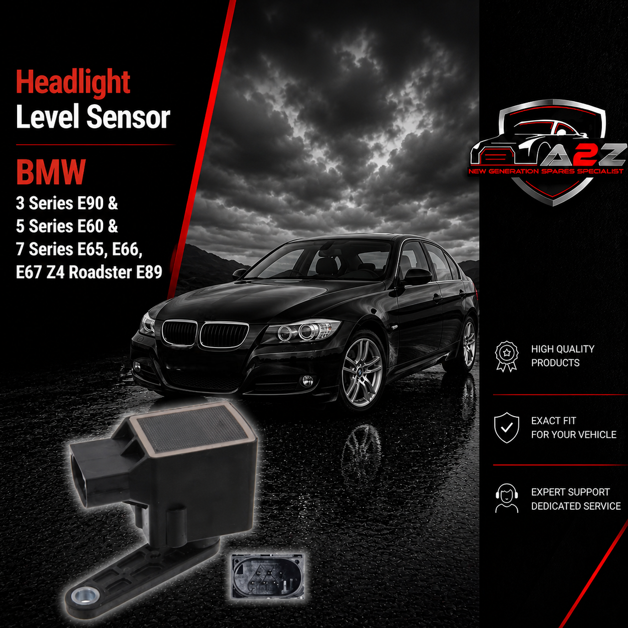 Headlight Level Sensor 37146784697 37140141445 37141093698 37141093700 37146763738 37146778812 Compatible With BMW 3 Series E90 & 5 Series E60 & 7 Series E65, E66, E67 Z4 Roadster E89