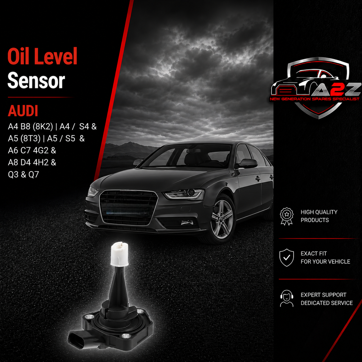 Oil Level Sensor 03C907660R Compatible With AUDI A4 B8 (8K2) | A4 / S4  & A5 (8T3) | A5 / S5 & A6 C7 4G2 & A8 D4 4H2 & Q3 & Q7