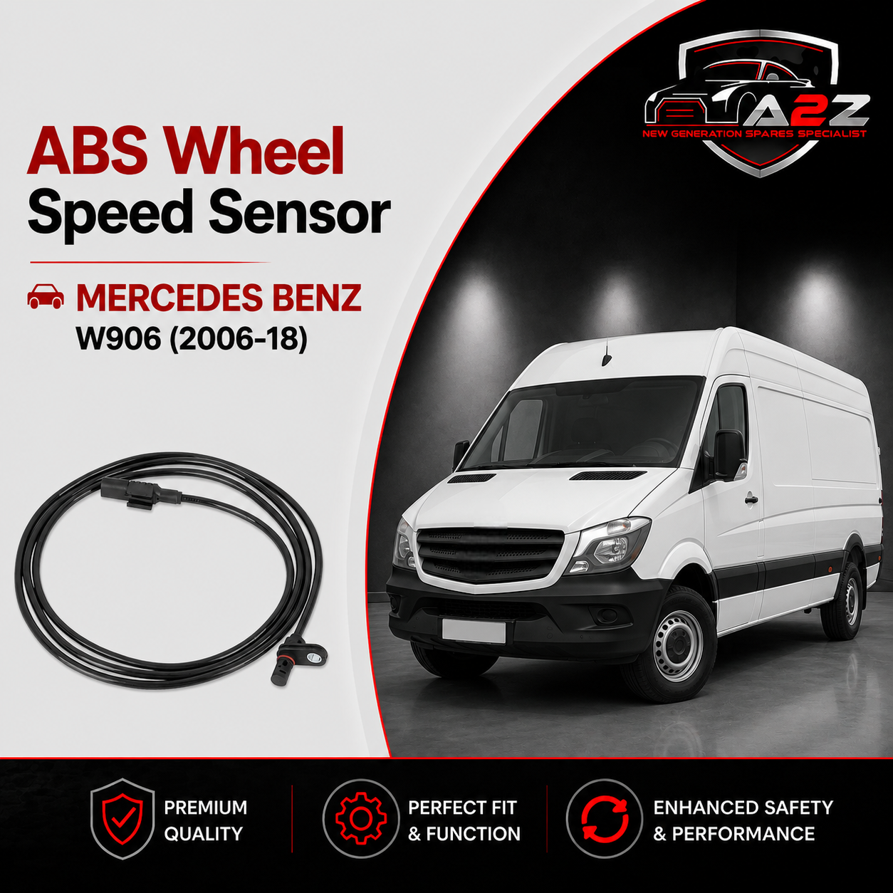ABS Wheel Speed Sensor 9065400117 Compatible With Mercedes Benz W906