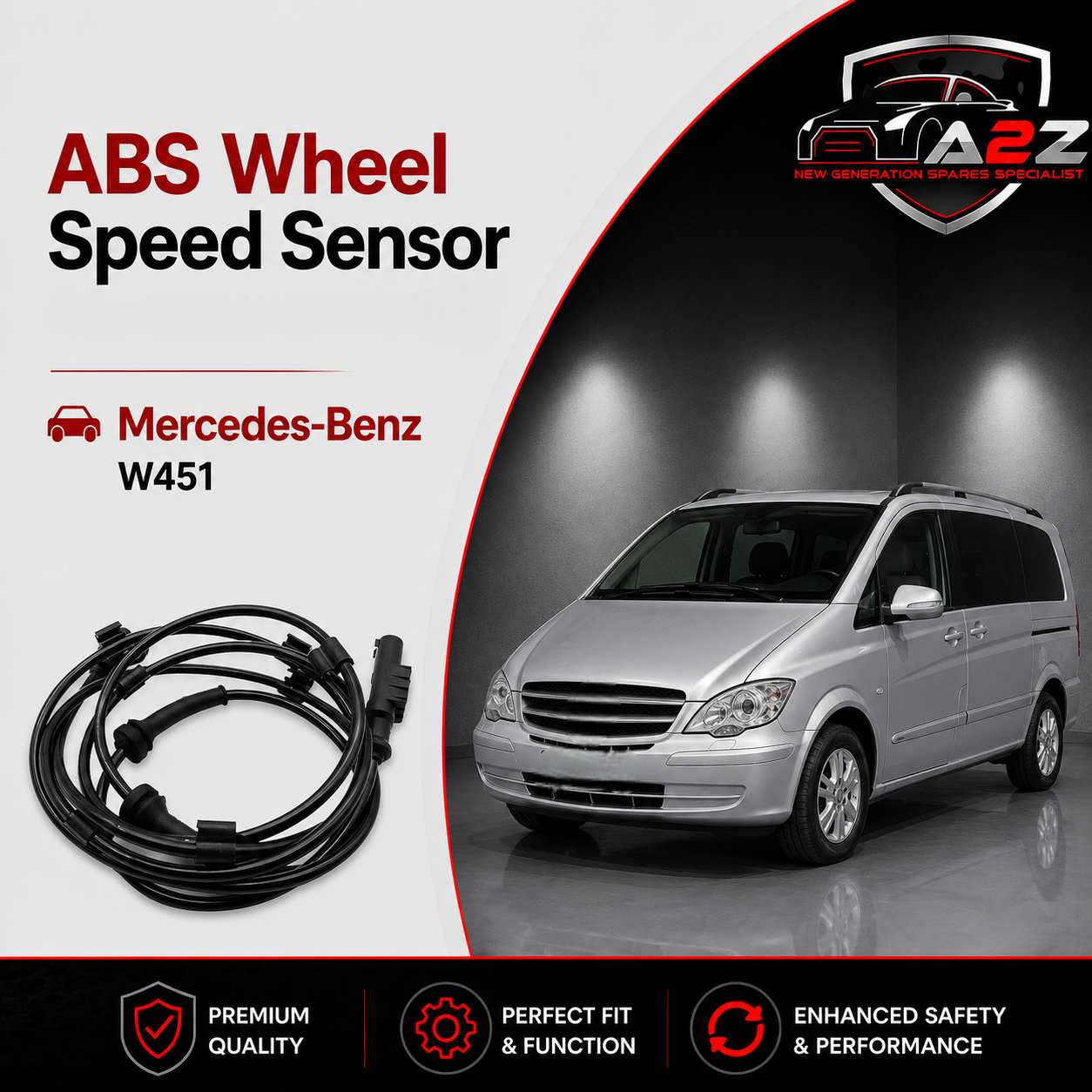 ABS Wheel Speed Sensor 4515400117 Compatible With Mercedes Benz W451