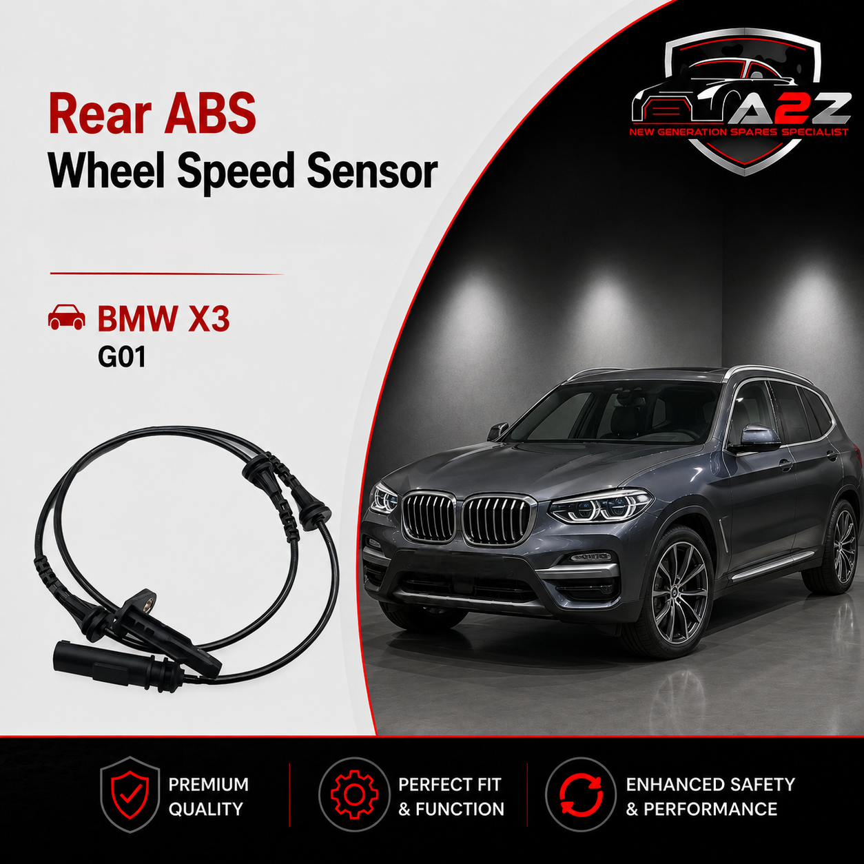 Rear ABS Wheel Speed Sensor 34526895659 Compatible With BMW X3 G01 G08