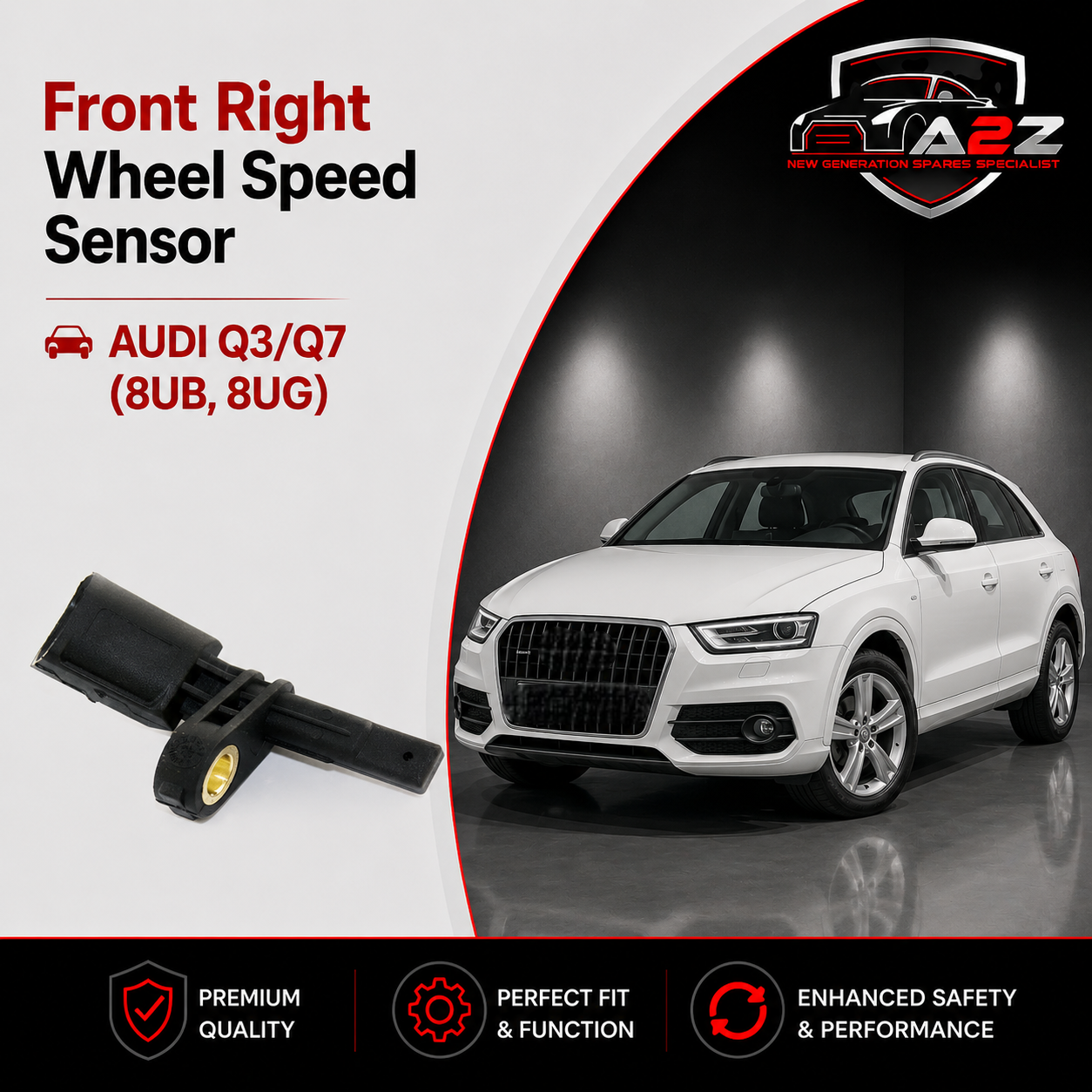 Front Right Wheel Speed Sensor 7H0927804 WHT003856 WHT003856D Compatible With AUDI Q3/Q7 (8UB, 8UG)