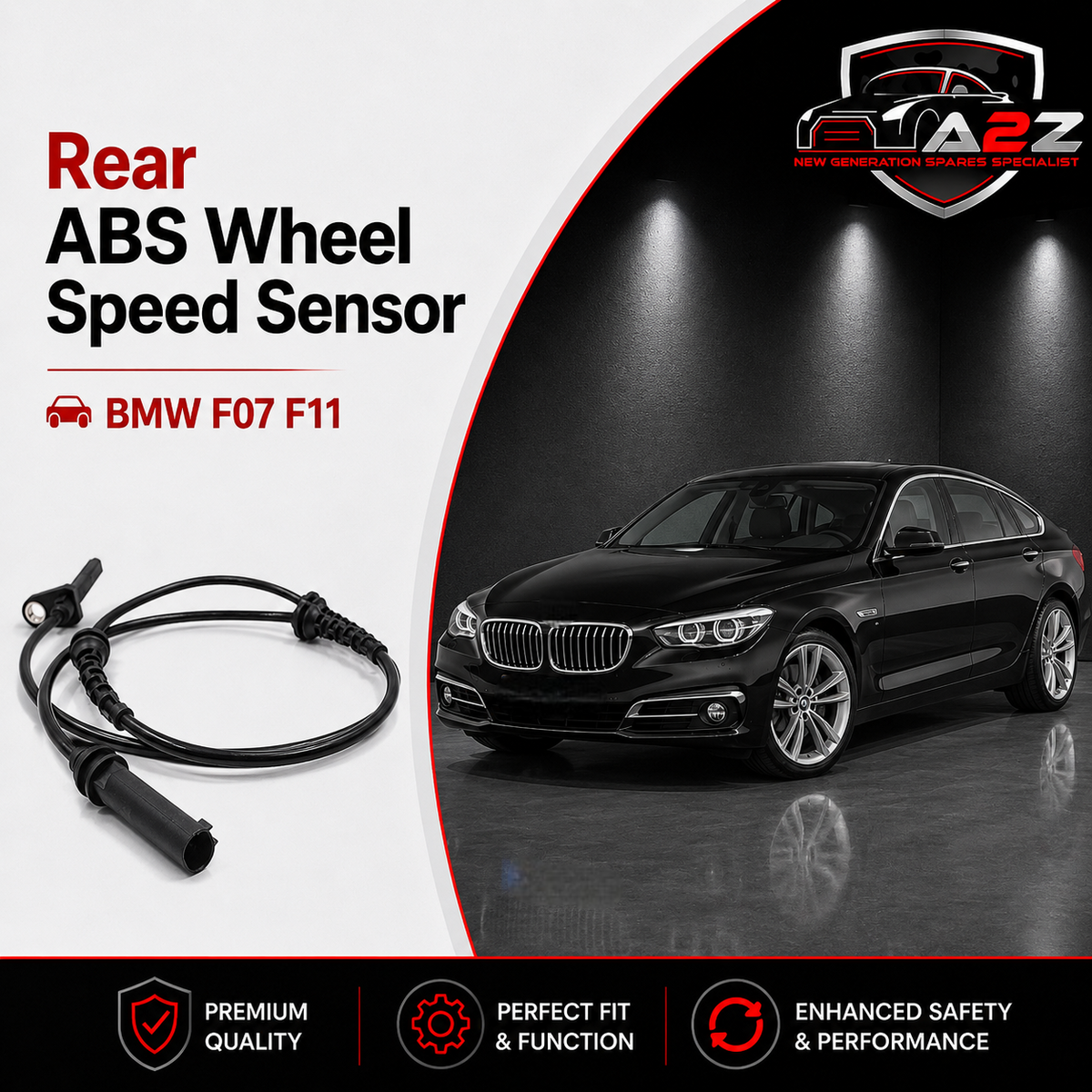 Rear ABS Wheel Speed Sensor 34526775866 Compatible With BMW F07 F11