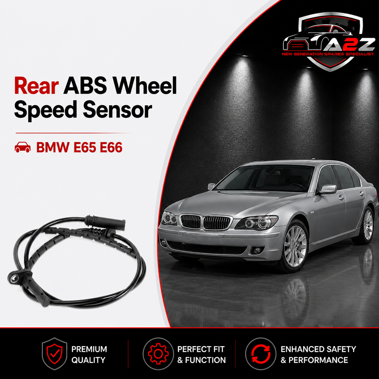 Rear ABS Wheel Speed Sensor 34526771705 Compatible With BMW E65 E66