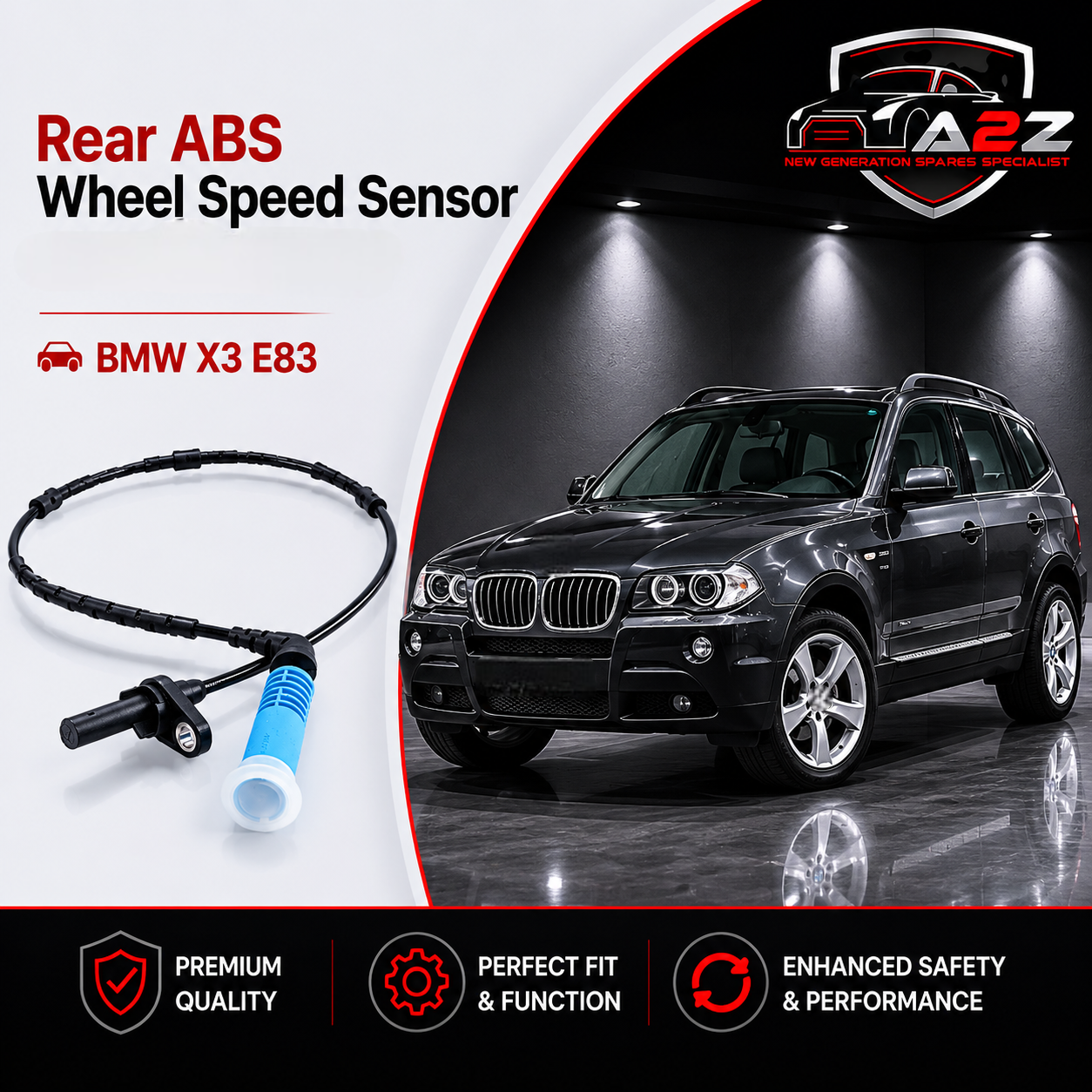 Rear ABS Wheel Speed Sensor 34523420331 Compatible With BMW X3 E83