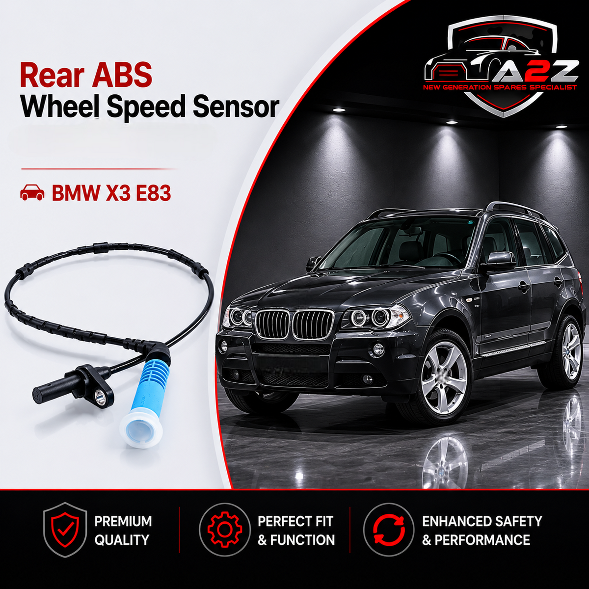 Rear ABS Wheel Speed Sensor 34523420331 Compatible With BMW X3 E83