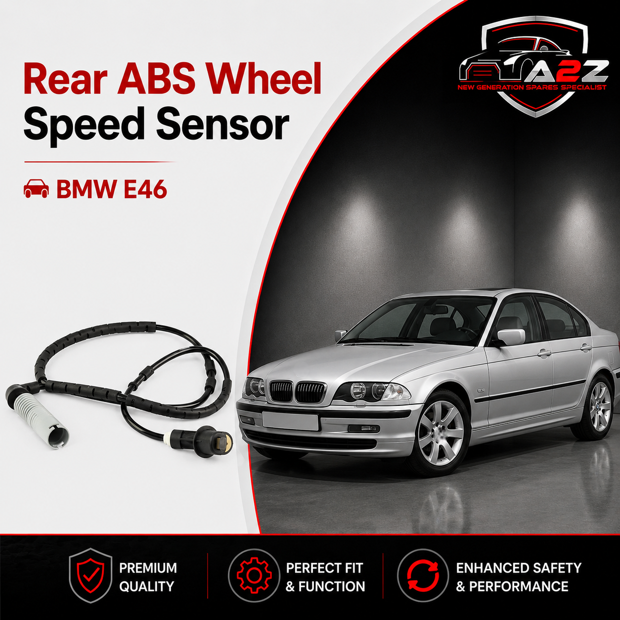 Rear ABS Wheel Speed Sensor 34521164652 Compatible With BMW E46