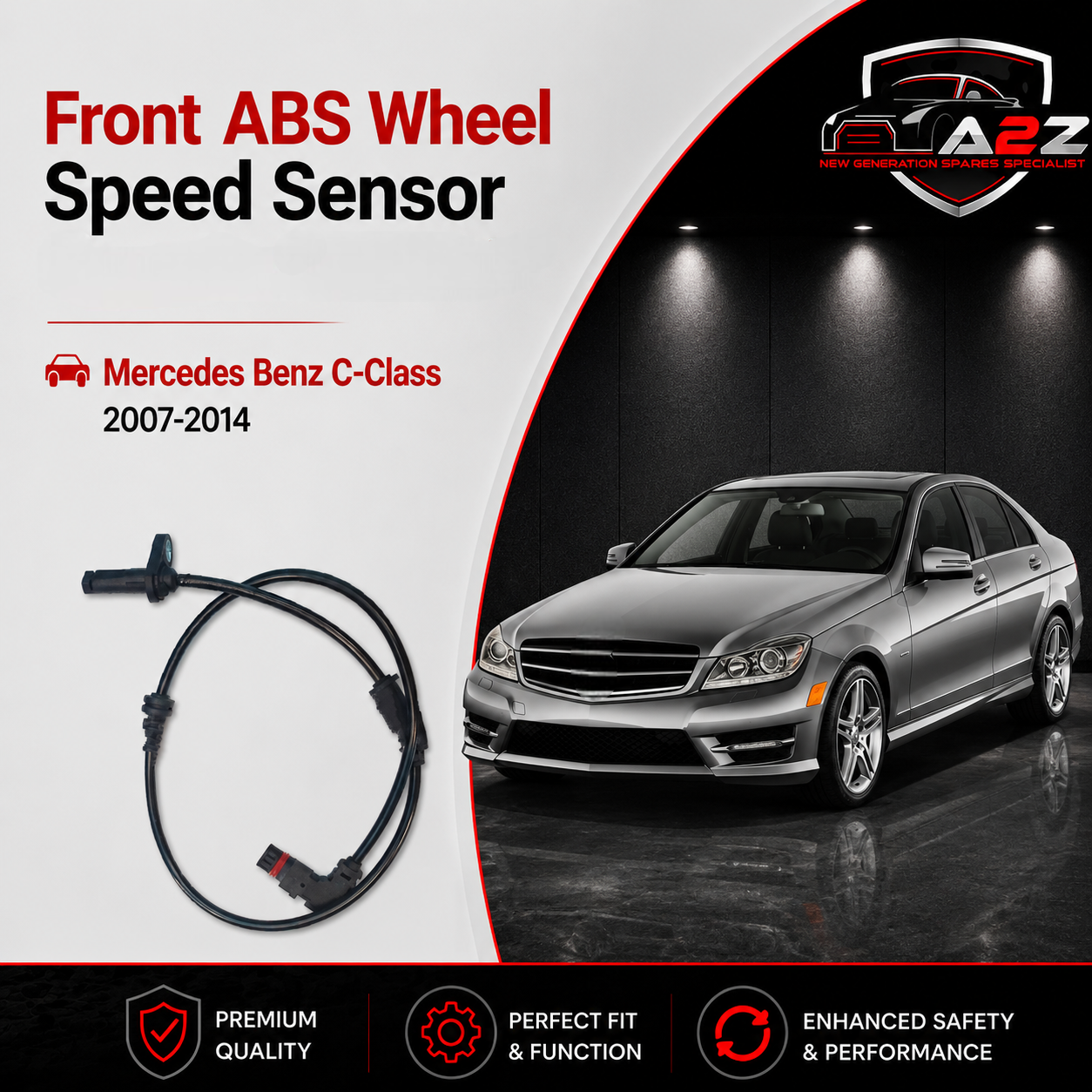 Front ABS Wheel Speed Sensor 2075400017 Compatible With Mercedes Benz W204