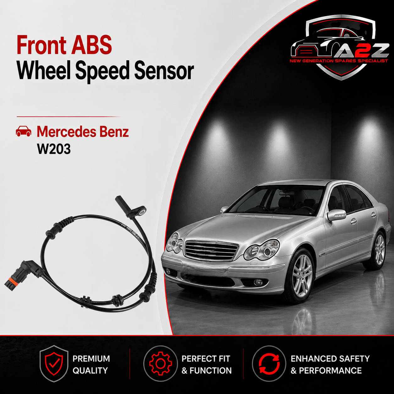 Front ABS Wheel Speed Sensor 2035401217 Compatible With Mercedes Benz W203