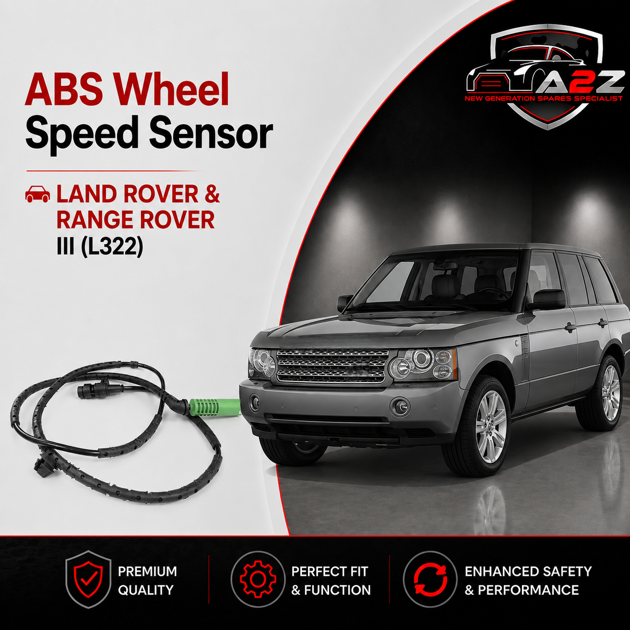 ABS Wheel Speed Sensor SSB500062 SSF500021 Compatible With  LAND ROVER & RANGE ROVER III (L322)