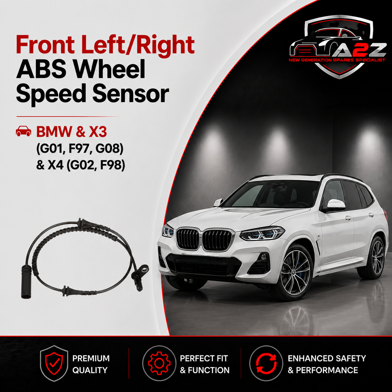 Front Left/Right ABS Wheel Speed Sensor 34526871064 & 34526895657 Compatible With BMW & X3 (G01, F97, G08) & X4 (G02, F98)