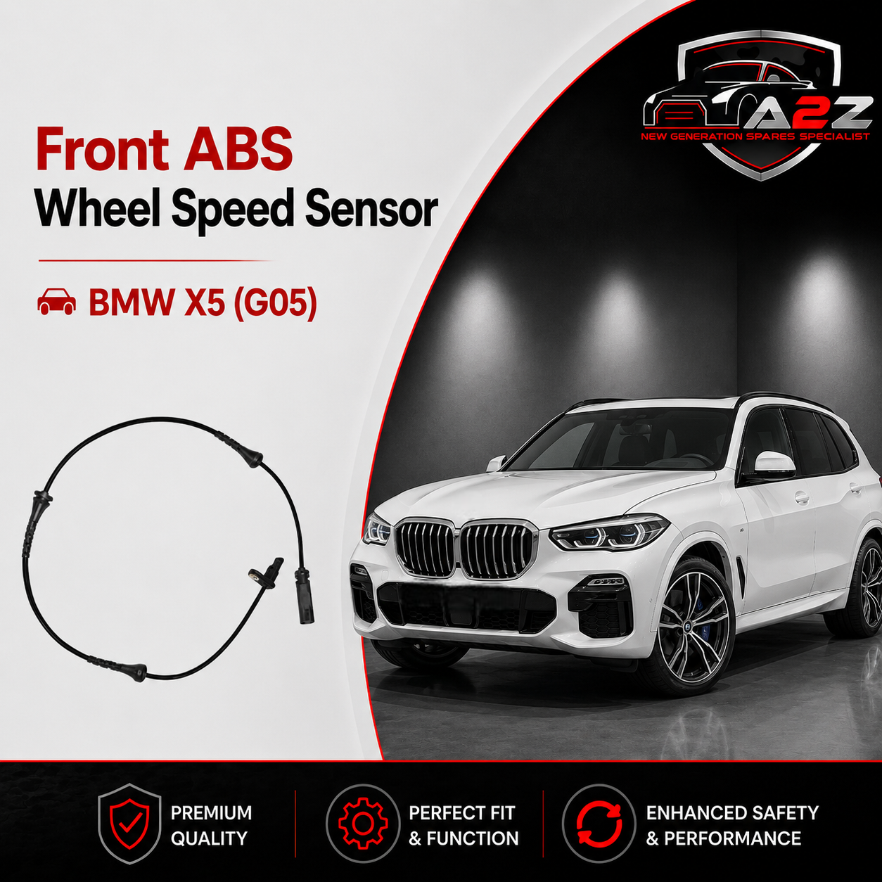 Front ABS Wheel Speed Sensor 34526878159 34526895655 Compatible With BMW X5 (G05, F95) & X5 Van (G05) & X6 (G06, F96) & X7 (G07)