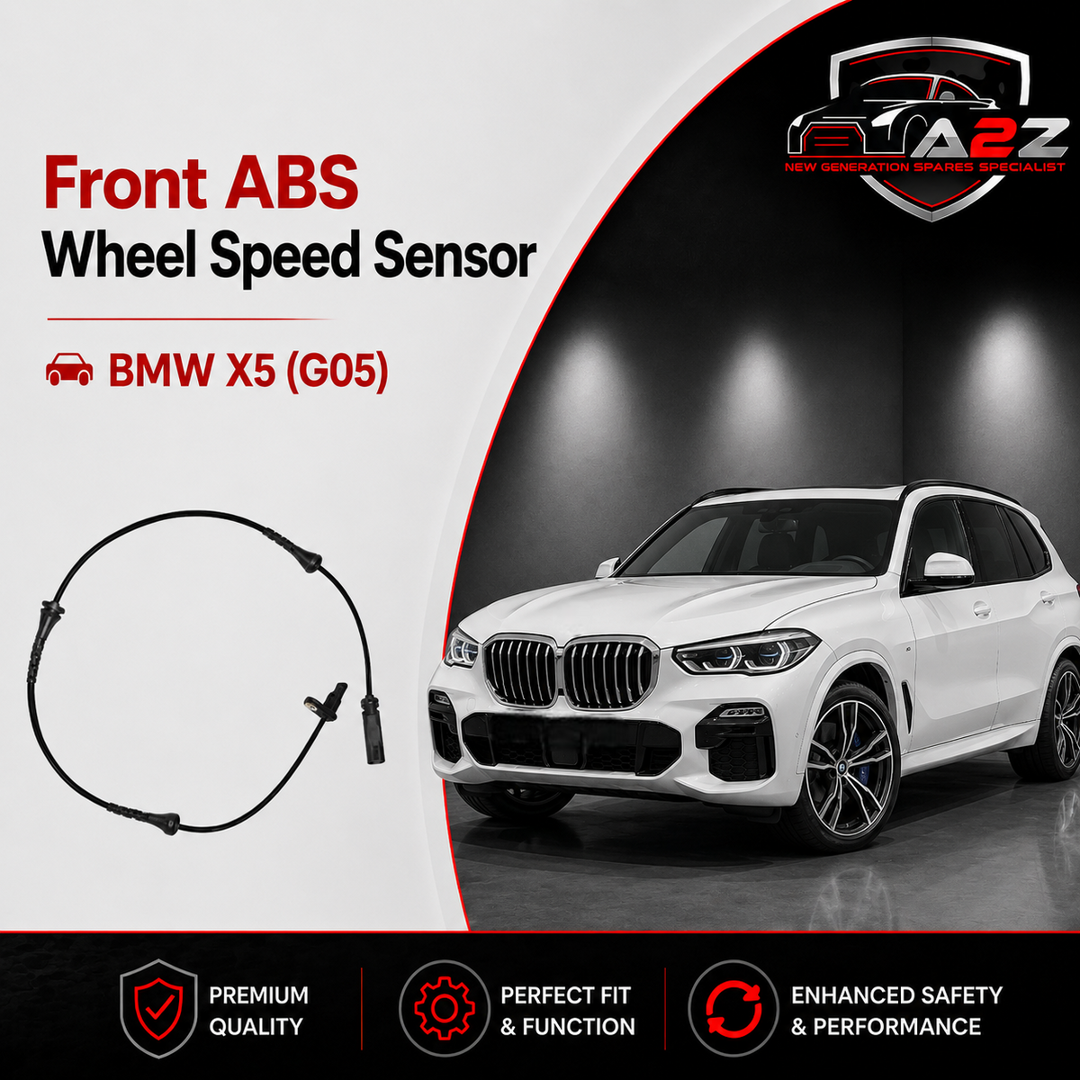 Front ABS Wheel Speed Sensor 34526878159 34526895655 Compatible With BMW X5 (G05, F95) & X5 Van (G05) & X6 (G06, F96) & X7 (G07)