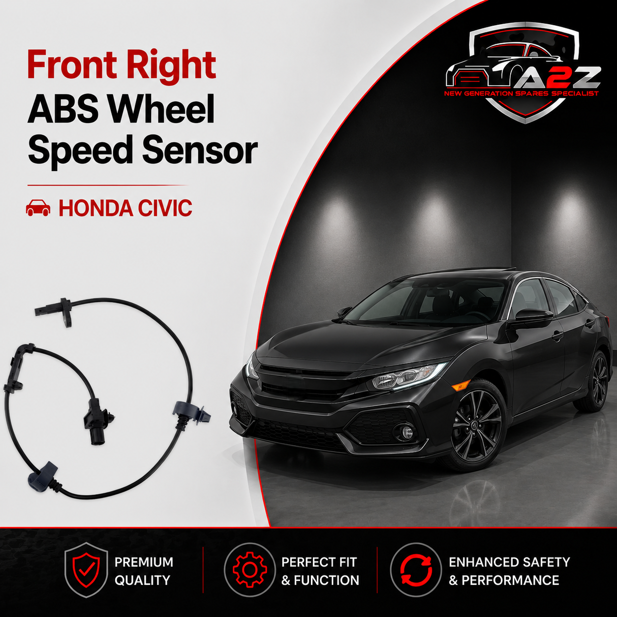 Front Right ABS Wheel Speed Sensor 57450SNA003 57450SNA013 Compatible With HONDA CIVIC