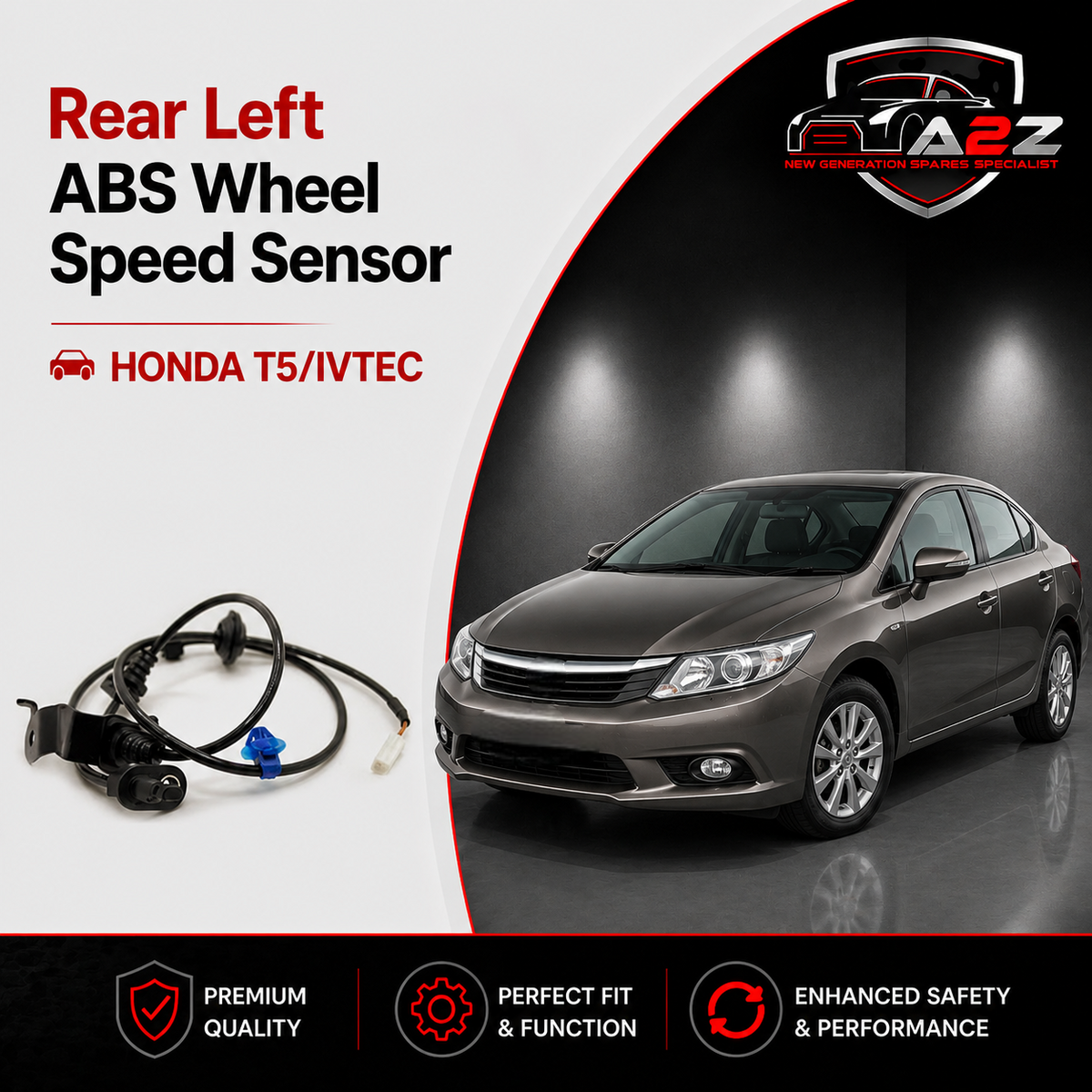 Rear Left ABS Wheel Speed Sensor 57475TF003 Compatible With HONDA T5/IVTEC