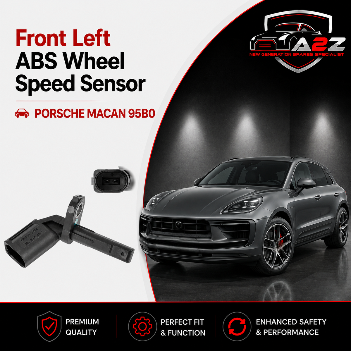 Front Left ABS Wheel Speed Sensor 95B927803 95B927803A 95B927803B Compatible With PORSCHE MACAN 95B0