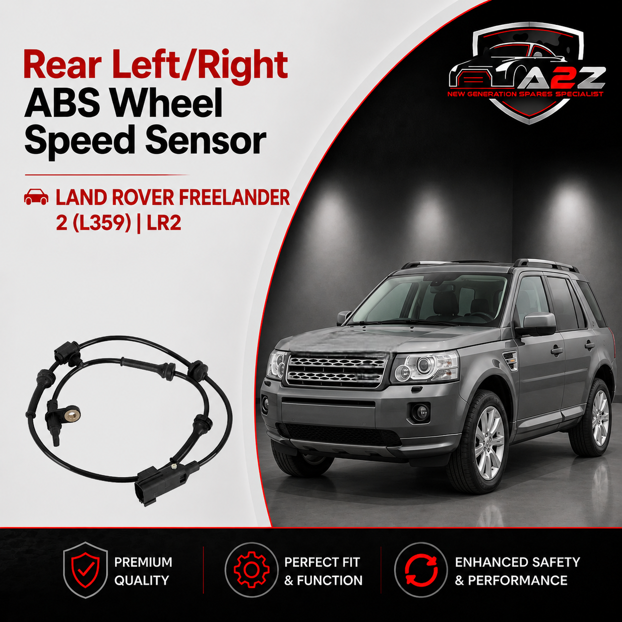 Rear Left/Right ABS Wheel Speed Sensor 6G9N2B372BC 6G9N2B372BD LR001057 Compatible With LAND ROVER FREELANDER 2 (L359) | LR2