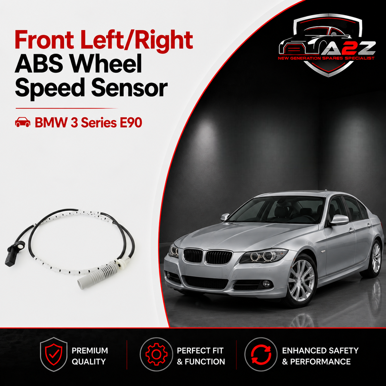 Front Left/Right ABS Wheel Speed Sensor 34526760424 34526785020 34526870075 34526762465 Compatible With BMW 3 Series E90
