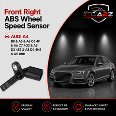 Front Right ABS Wheel Speed Sensor 4E0927804F 4E0927804D Compatible With AUDI A4 B8  & A5 & A6 C6 4F & A6 C7 4G2 &  A8 D3 4E2 & A8 D4 4H2 & Q5 8RB