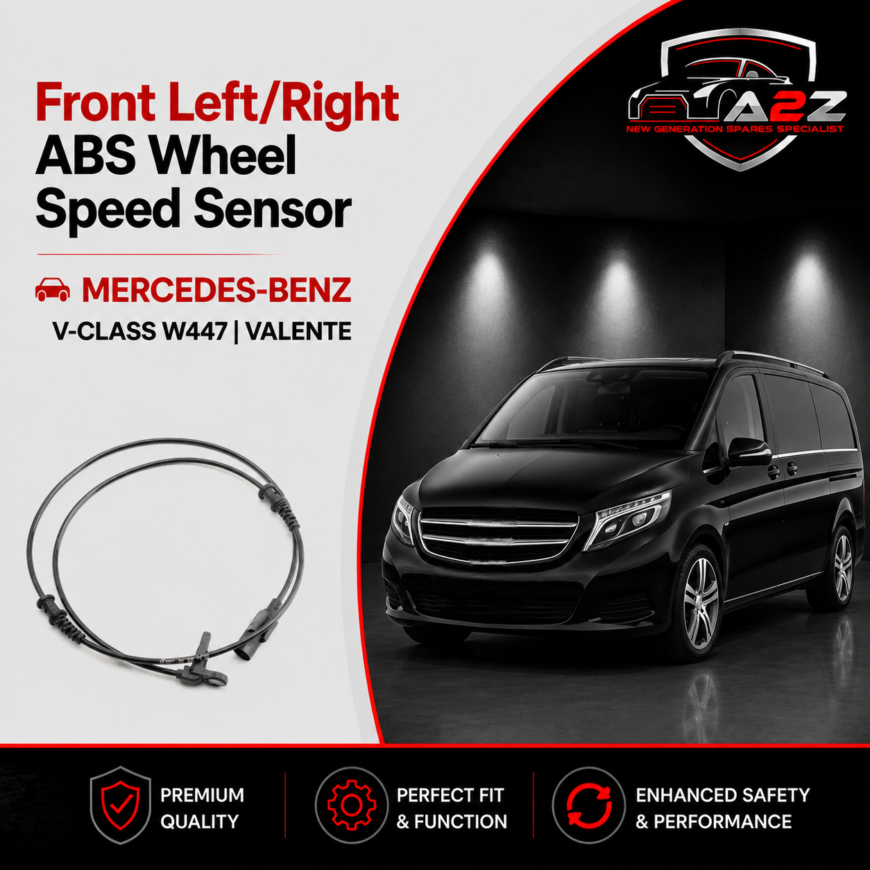 Front Left/Right ABS Wheel Speed Sensor 4479050001 4479053402 4479059401 A4479050001 A4479053402 A447905940 Compatible With MERCEDES-BENZ V-CLASS W447 | VALENTE