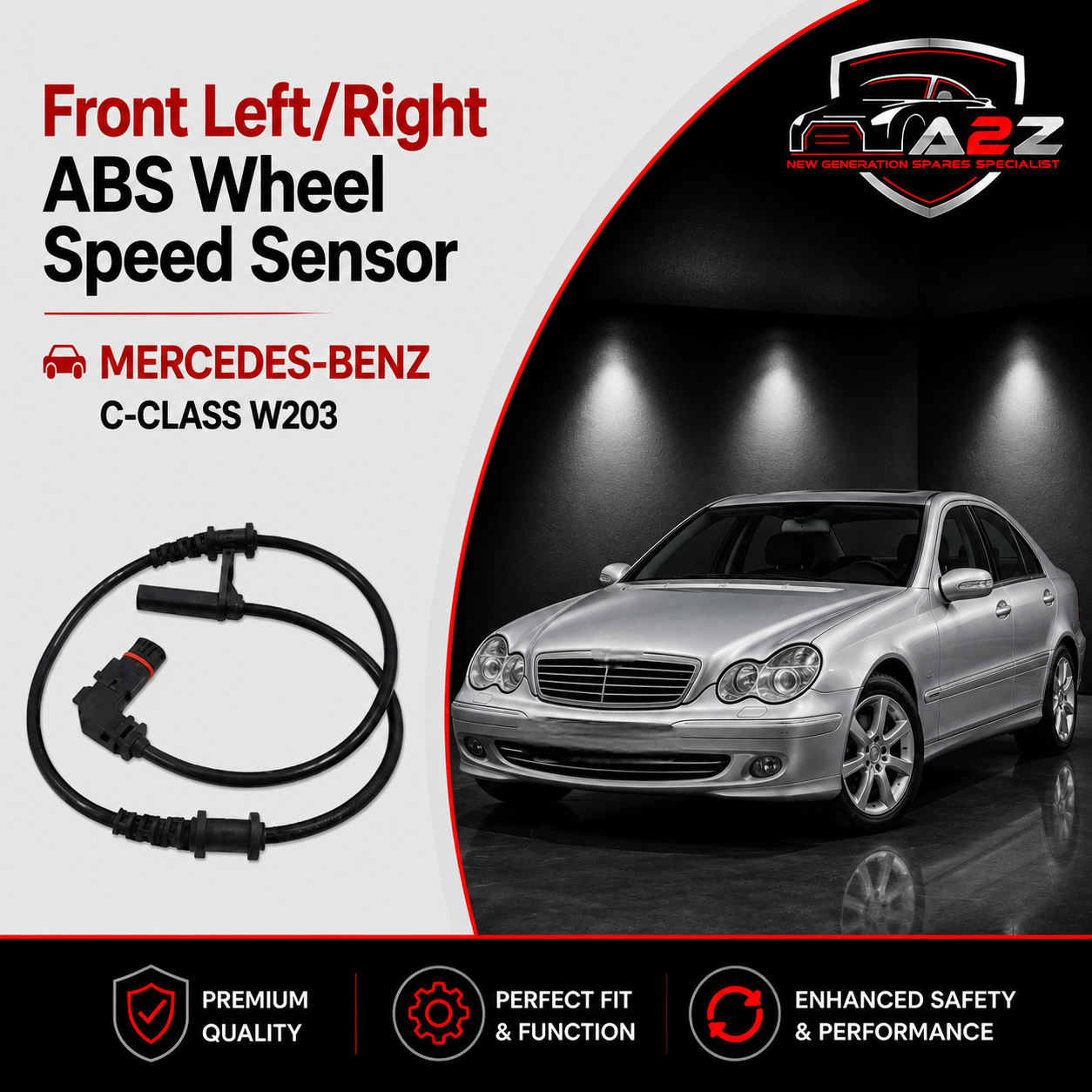 Front Left/Right ABS Wheel Speed Sensor 2035400417 A2035400417 Compatible With MERCEDES-BENZ C-CLASS W203