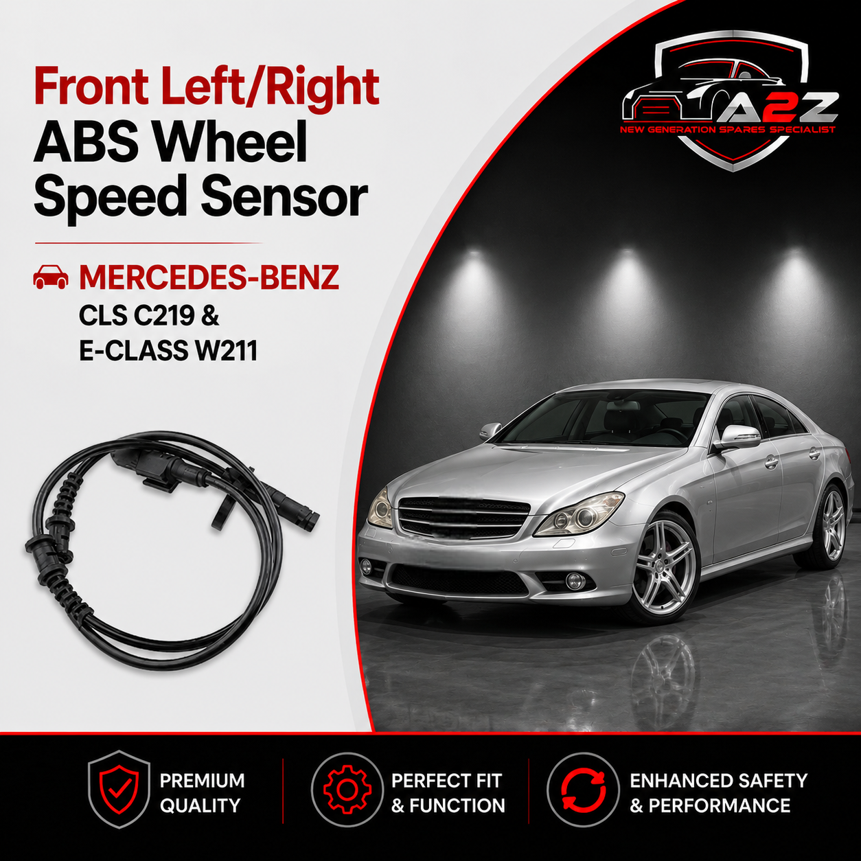 Front Left/Right ABS Wheel Speed Sensor 2115401817 2115402317 2115401317 2115402917 Compatible With MERCEDES-BENZ CLS C219 & E-CLASS W211