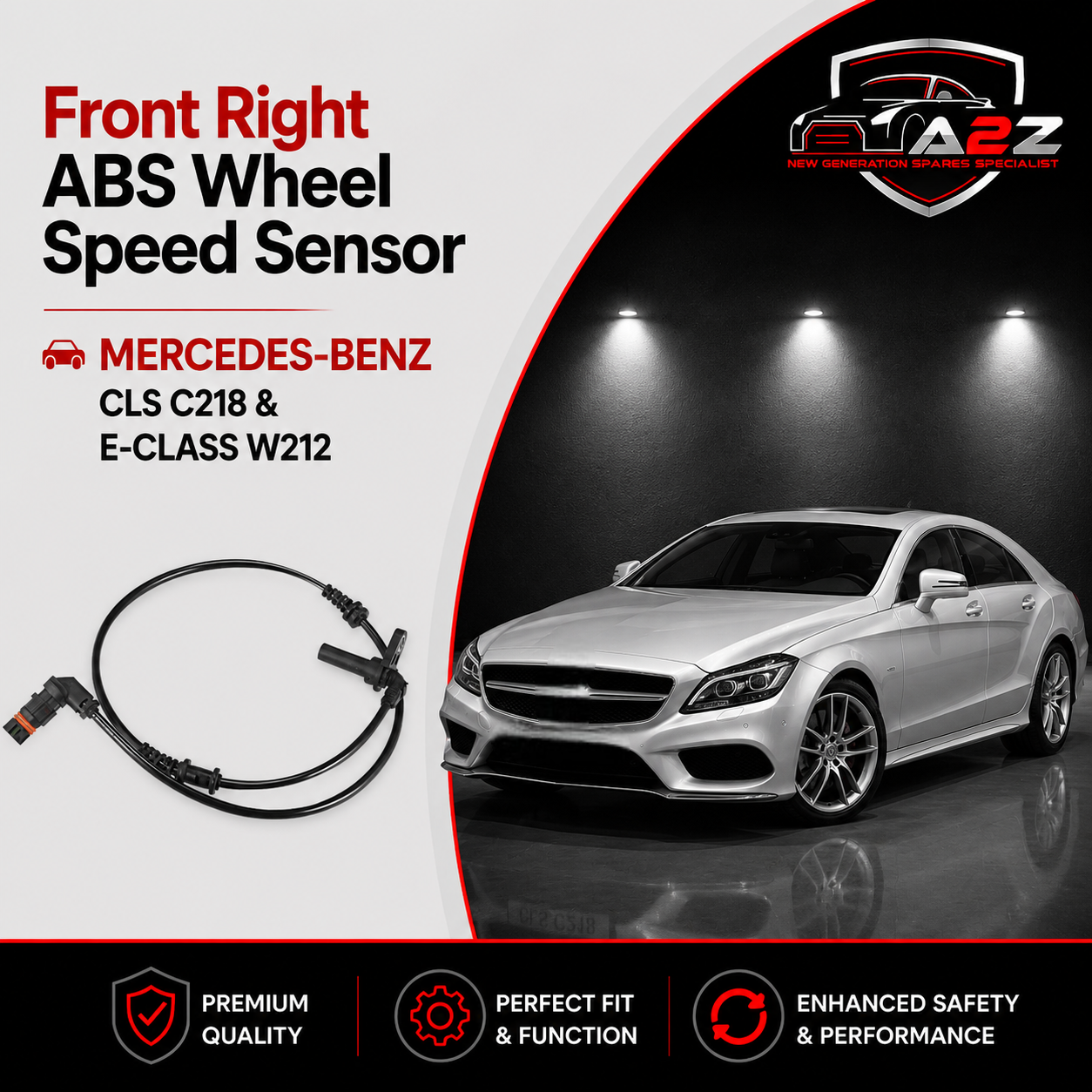 Front Right ABS Wheel Speed Sensor 2125400217 2129050300 A2125400217 A2129050300 Compatible With MERCEDES-BENZ CLS C218 & E-CLASS W212