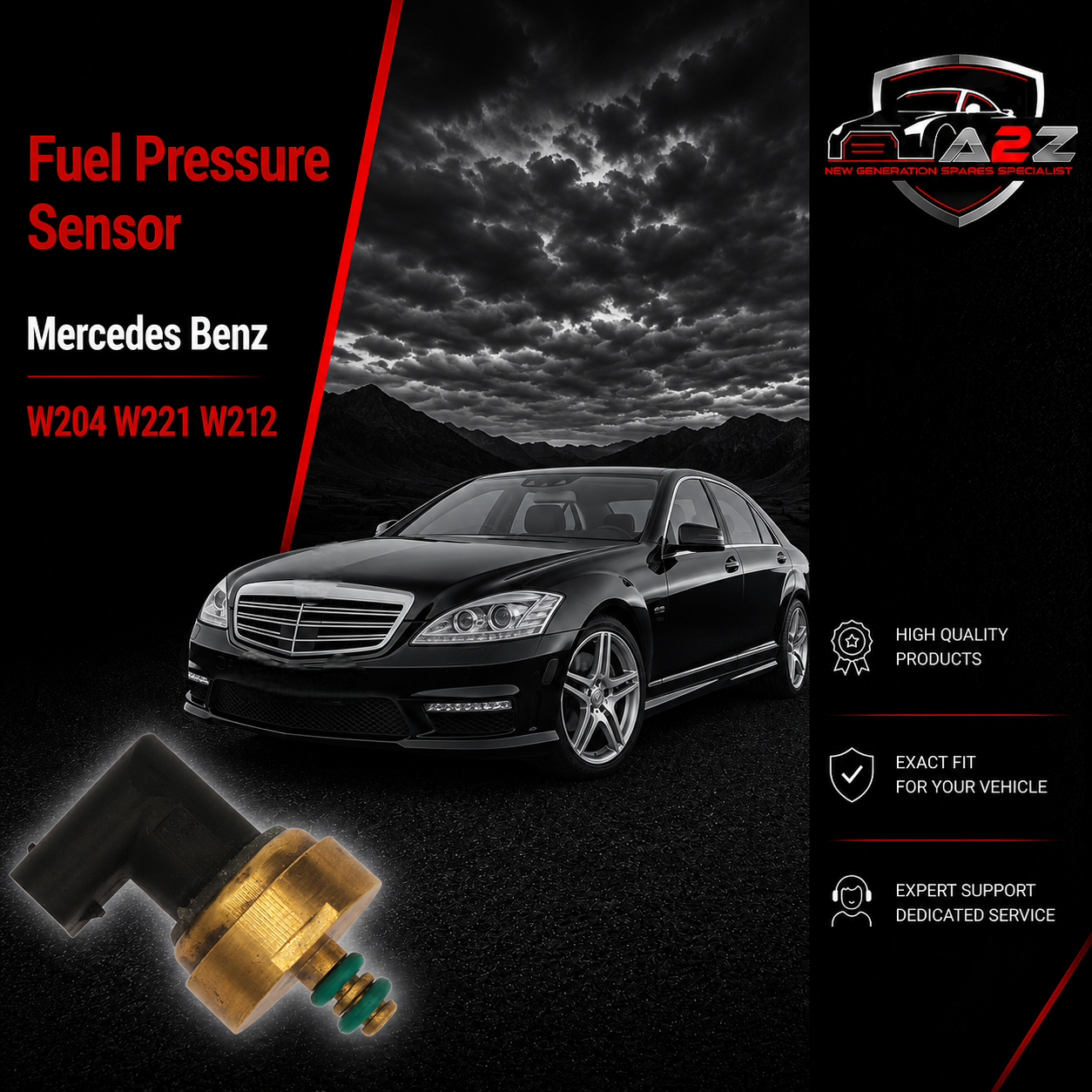 Fuel Pressure Sensor 0009051100 Compatible With Mercedes Benz W204 W221 W212