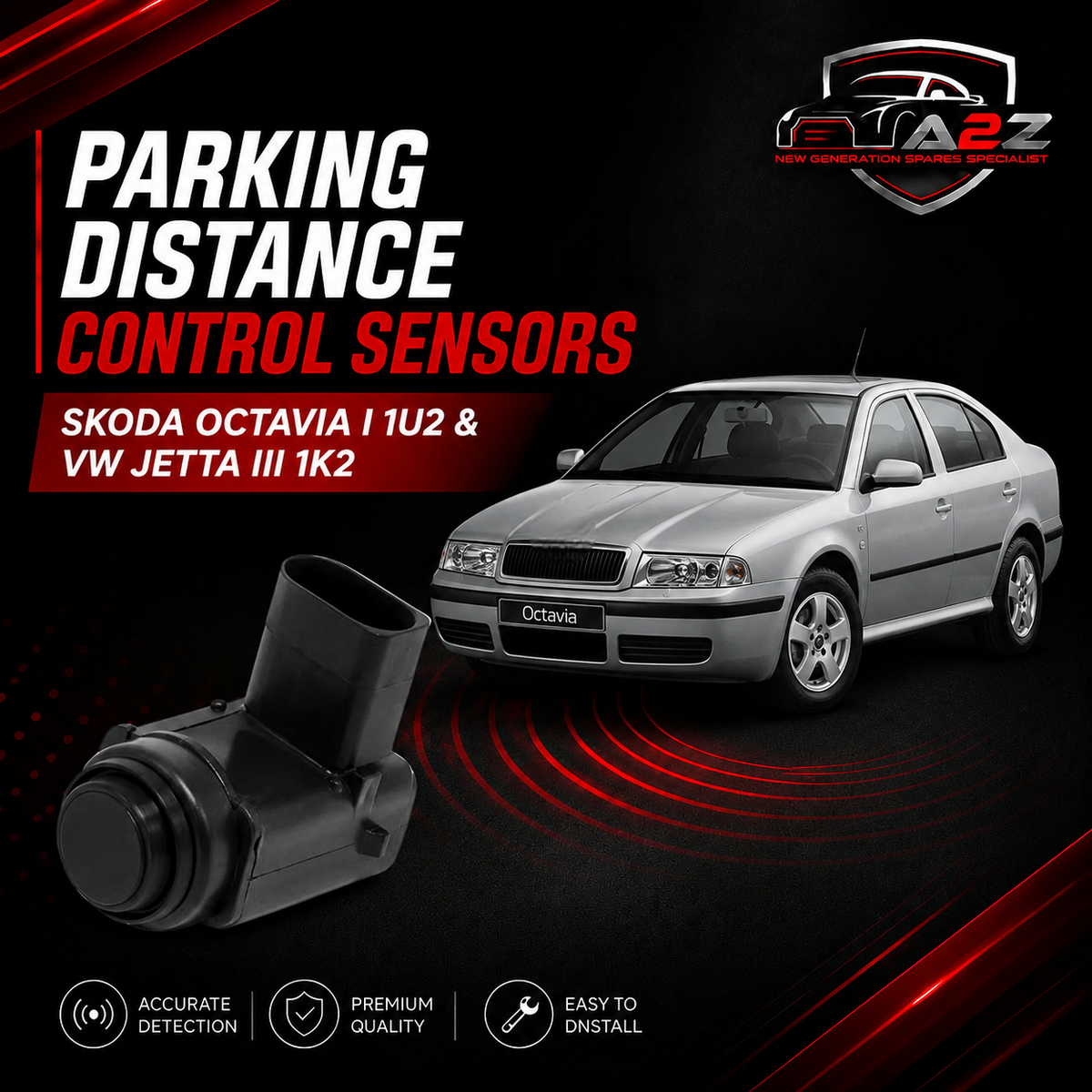 Parking Distance Control Sensors 3D0919275 Compatible With  SKODA OCTAVIA I 1U2 & VW JETTA III 1K2 Tag-PS-21