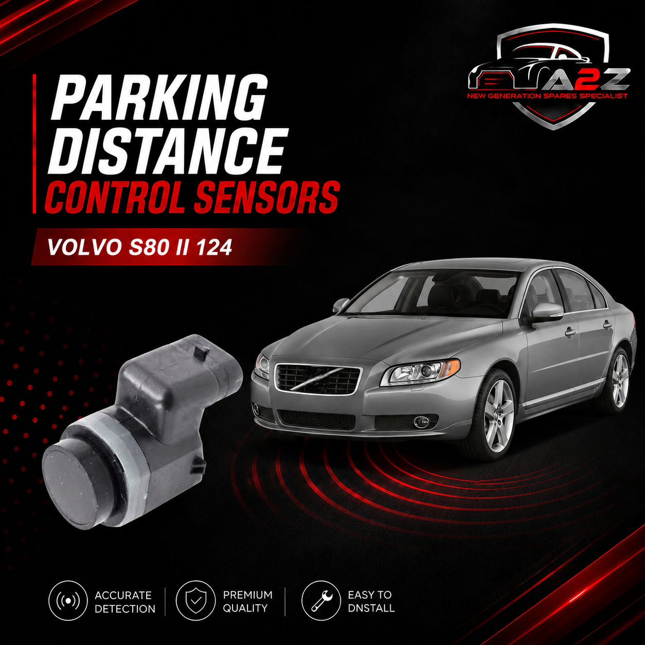 Parking Distance Control Sensors 30786512 30765700 30786319 31341638 Compatible With VOLVO S80 II 124 Tag-PS-03